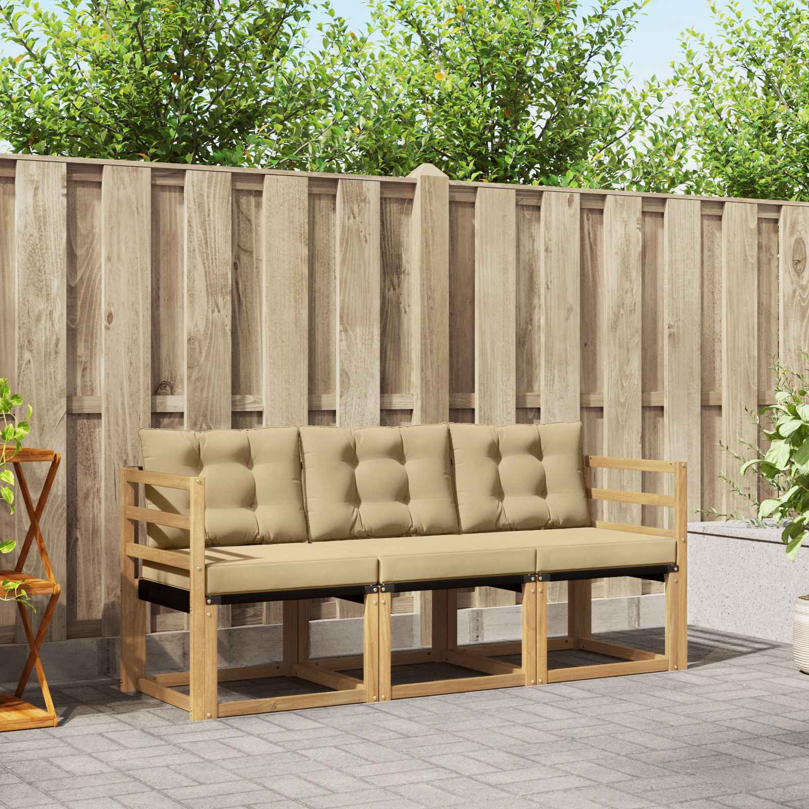 Set vanjskih sofa s jastukom 3 pcs Bijela i bež