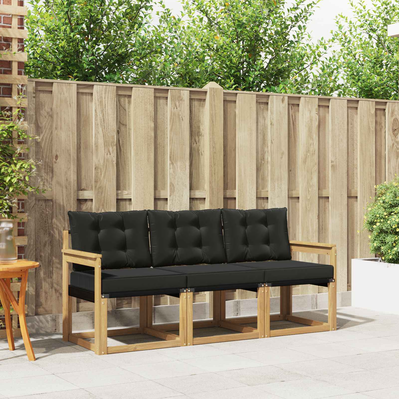 Set vanjskih sofa s jastukom 3 pcs Bijela i crna