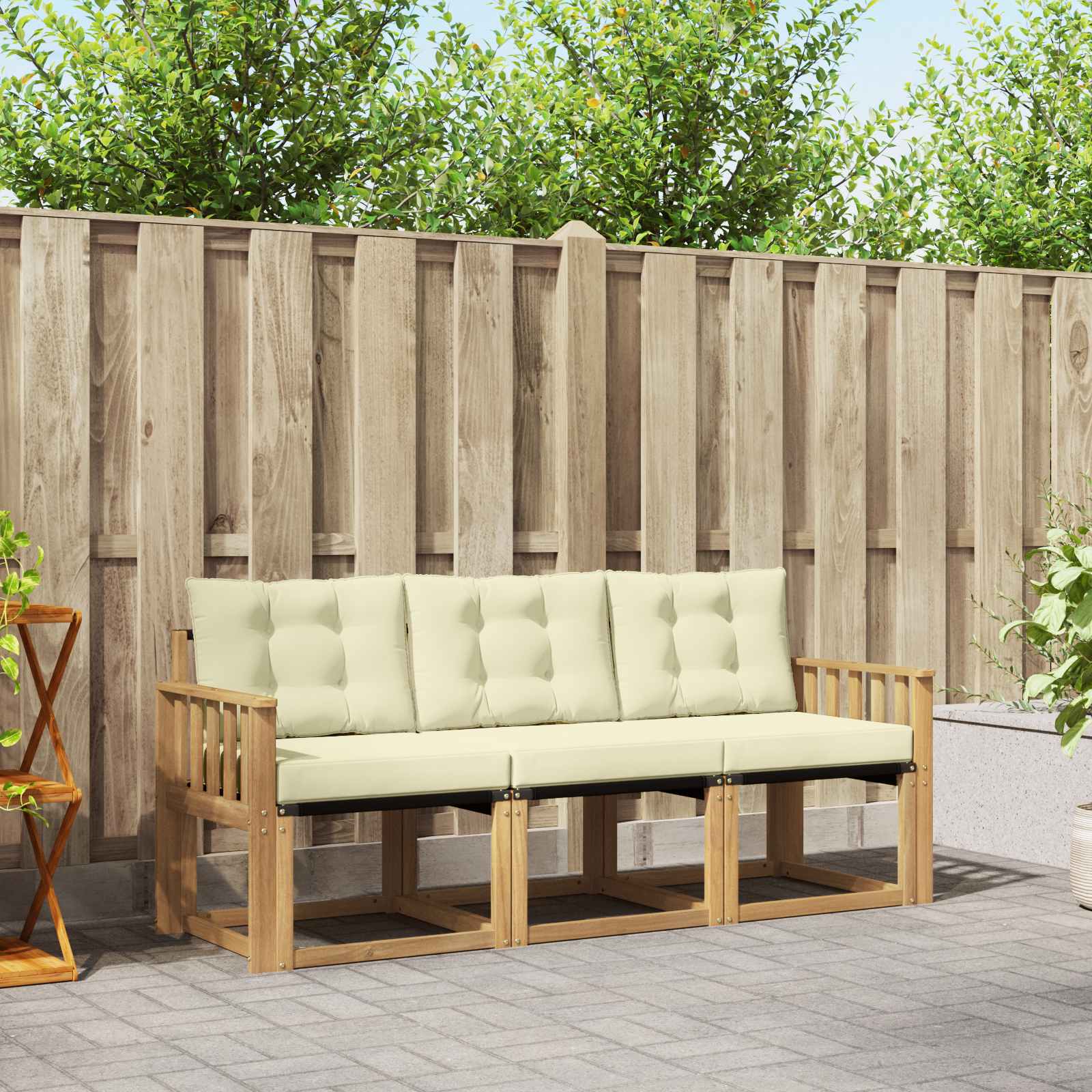 Set vanjskih sofa s jastukom 3 pcs Bijela i krem