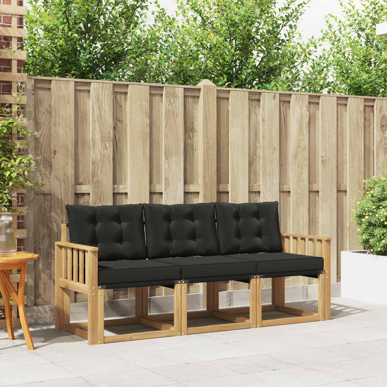 Set vanjskih sofa s jastukom 3 pcs Bijela i crna