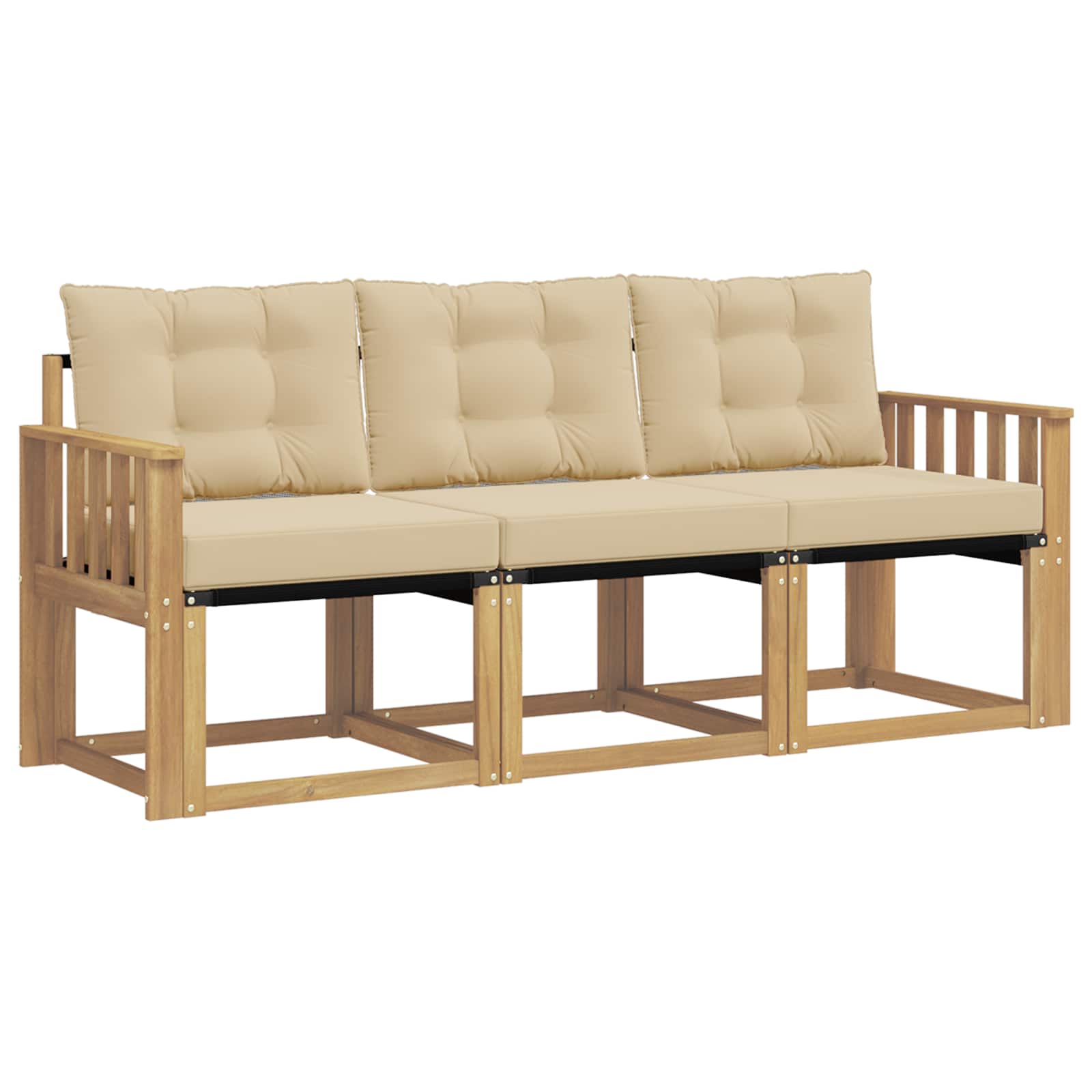 Set vanjskih sofa s jastukom 3 pcs Bijela i bež
