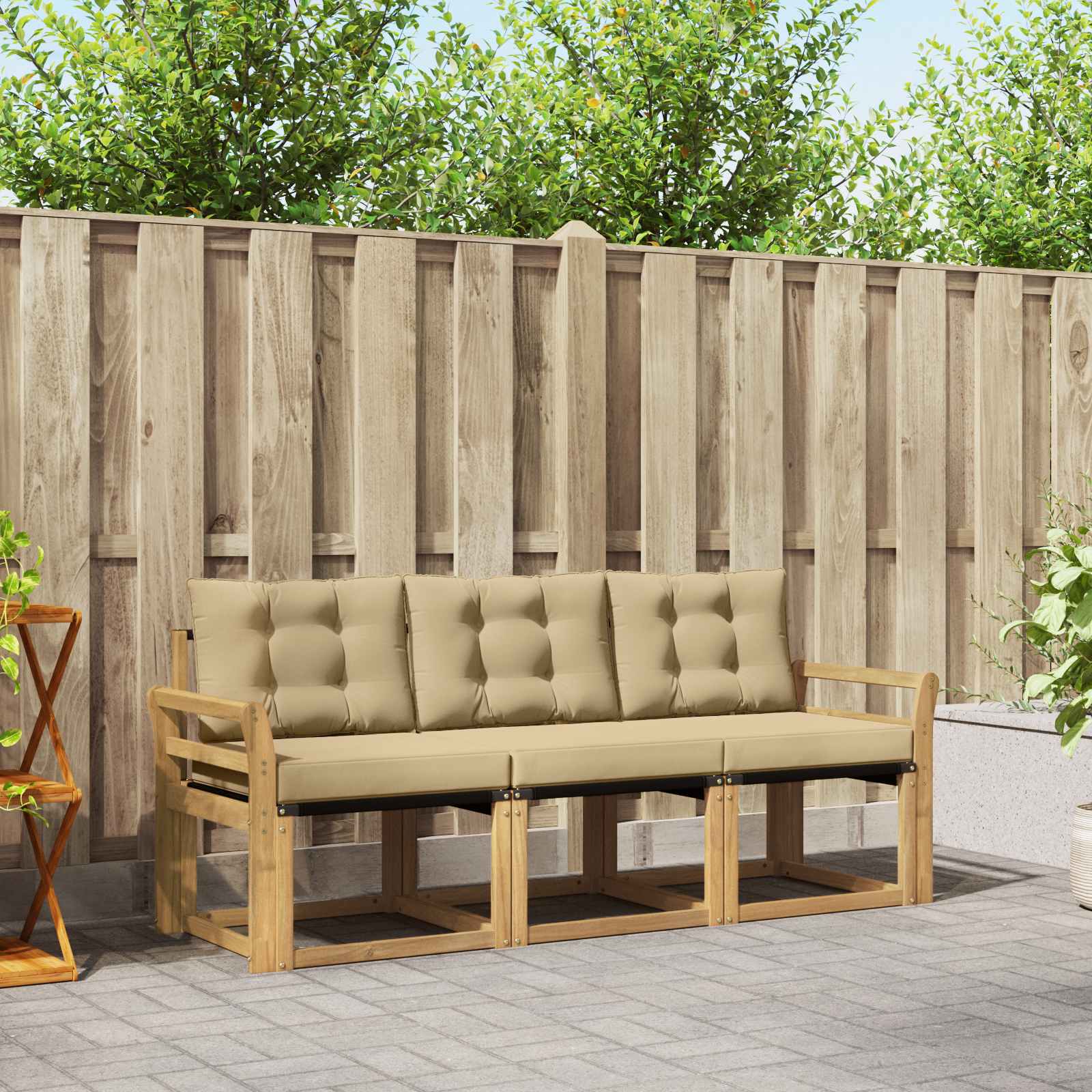 Set vanjskih sofa s jastukom 3 pcs Bijela i bež