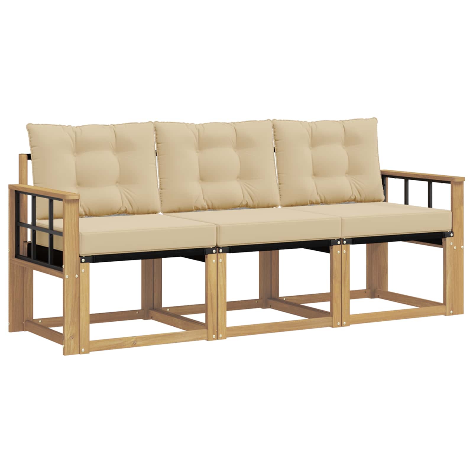 Set vanjskih sofa s jastukom 3 pcs Bijela i bež