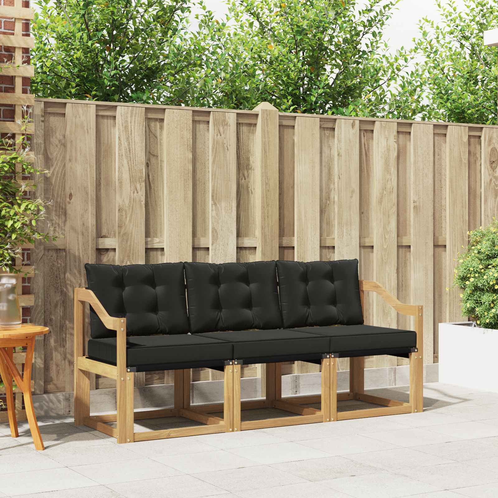 Set vanjskih sofa s jastukom 3 pcs Bijela i crna