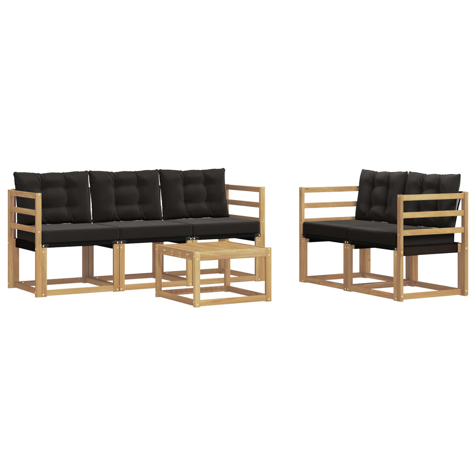 Set vanjskih sofa s jastukom 6 pcs Bijela i crna