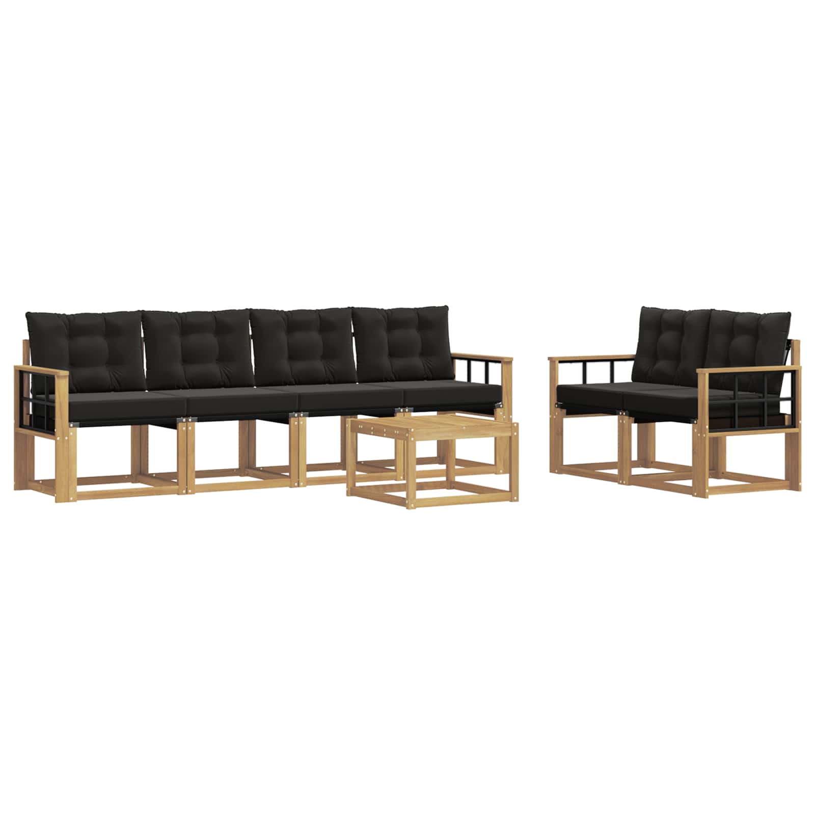 Set vanjskih sofa s jastukom 7 pcs Bijela i crna