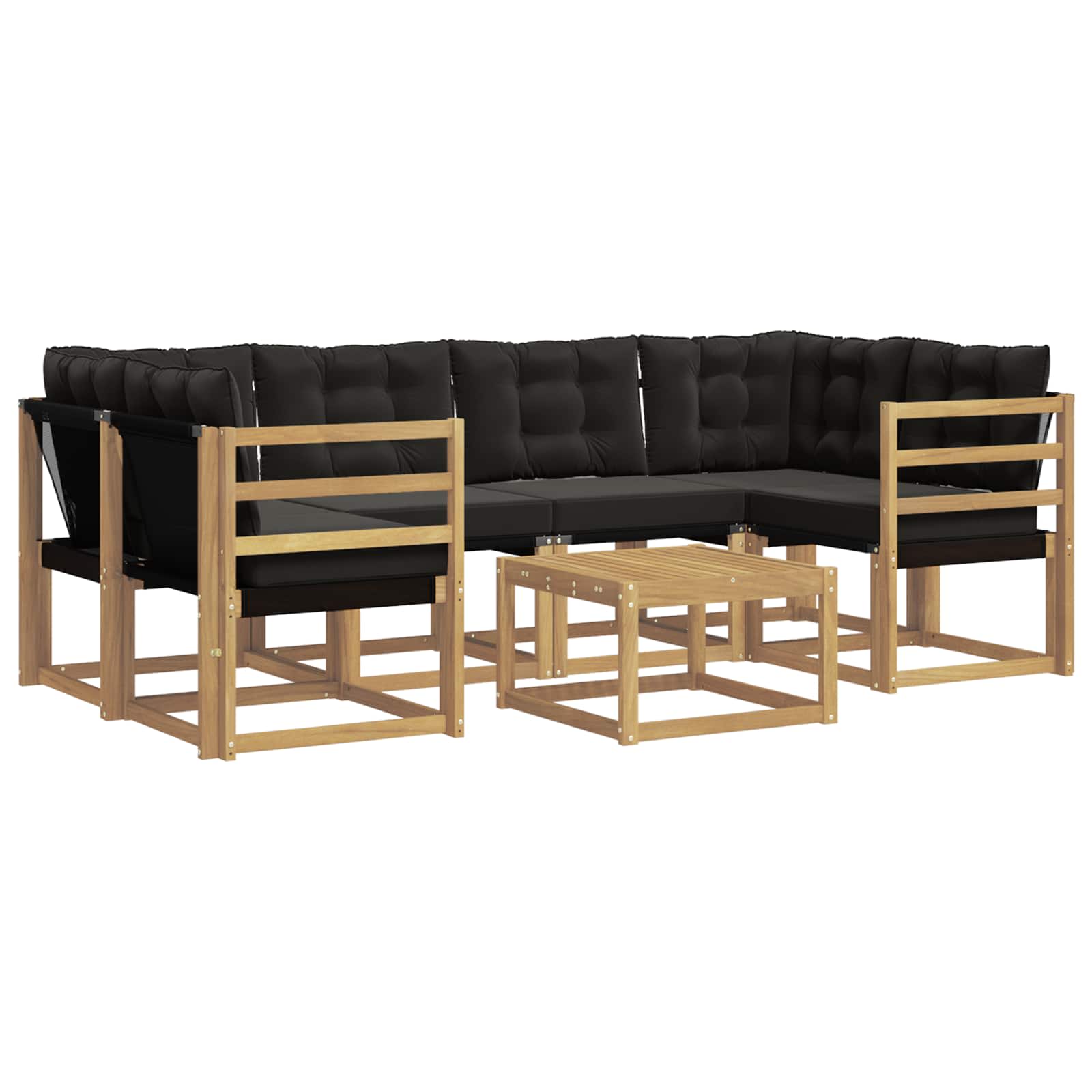Set vanjskih sofa s jastukom 7 pcs Bijela i crna