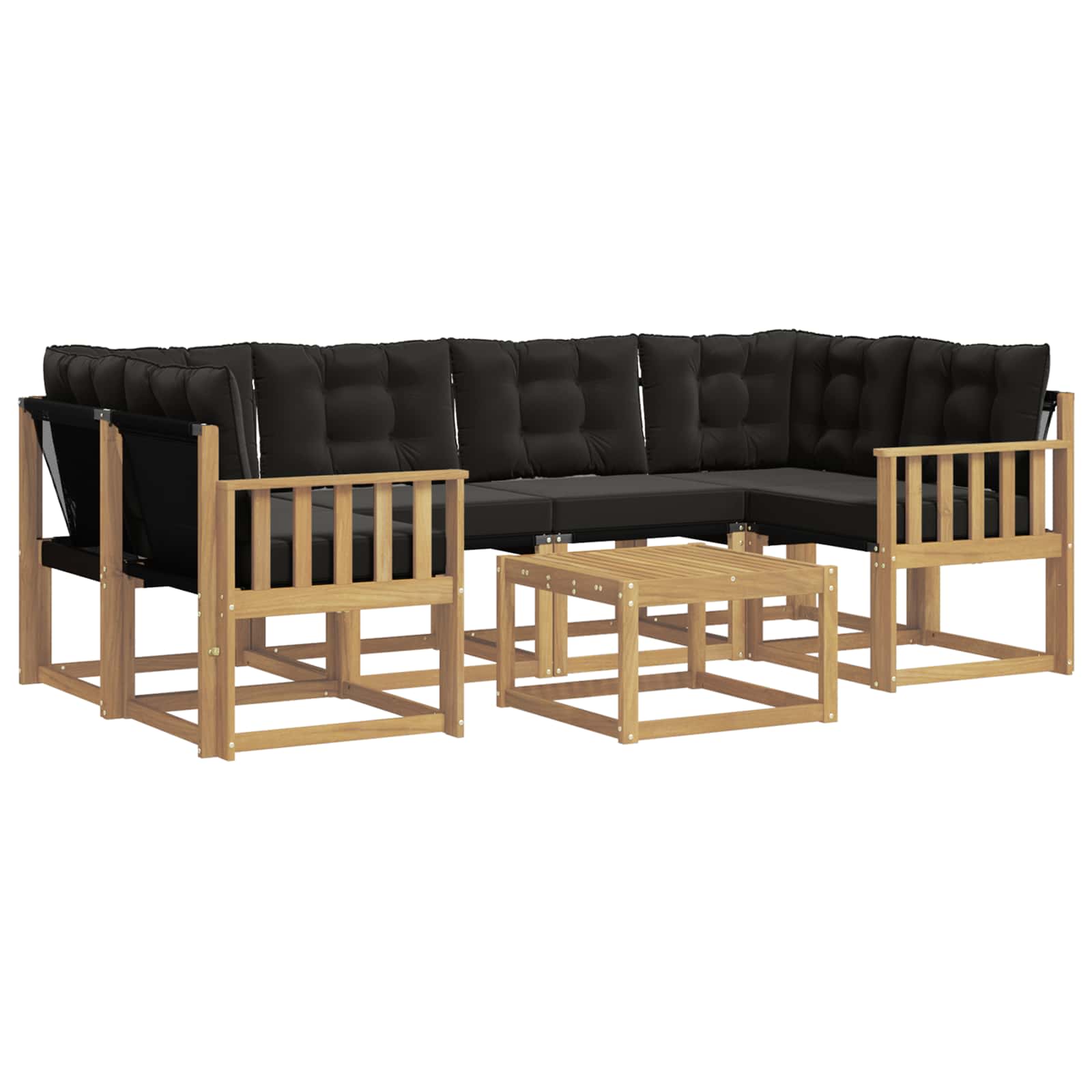 Set vanjskih sofa s jastukom 7 pcs Bijela i crna