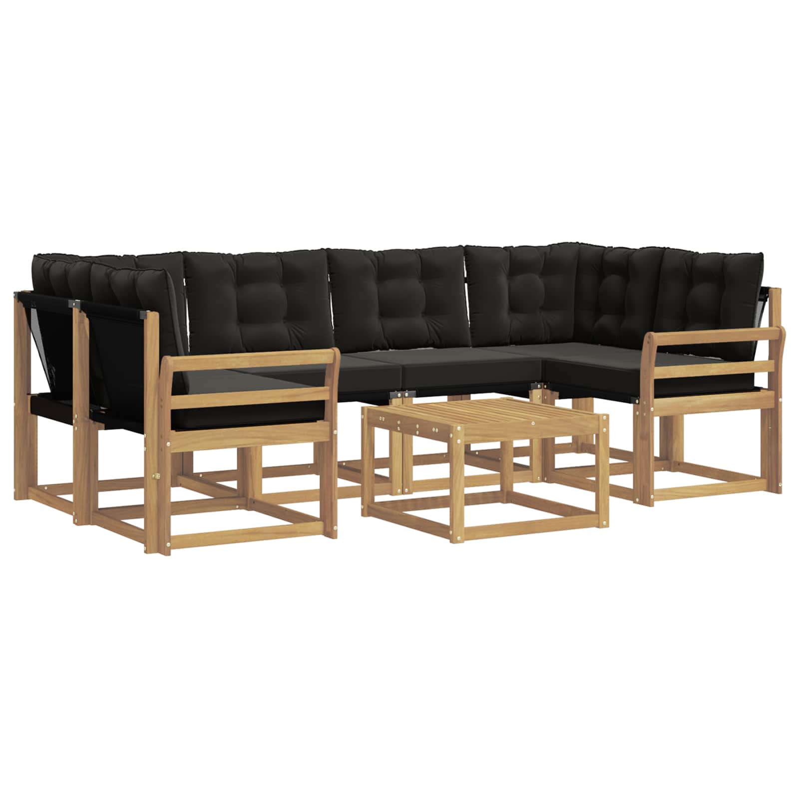 Set vanjskih sofa s jastukom 7 pcs Bijela i crna