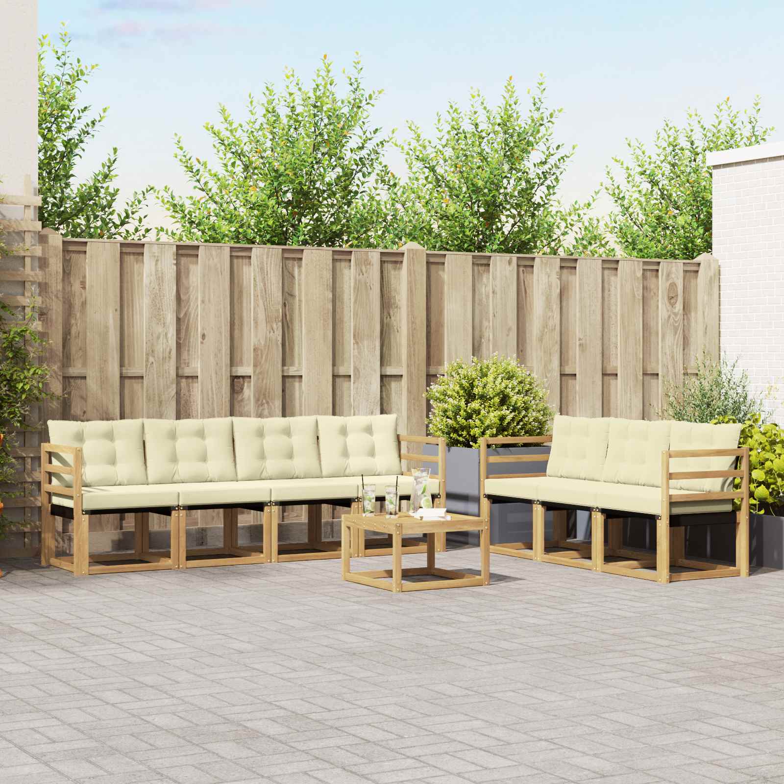 Set vanjskih sofa s jastukom 8 pcs Bijela i krem