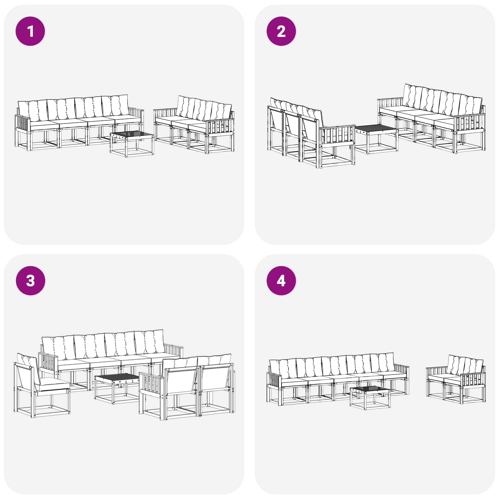 Set vanjskih sofa s jastukom 8 pcs Bijela i svjetlosiva