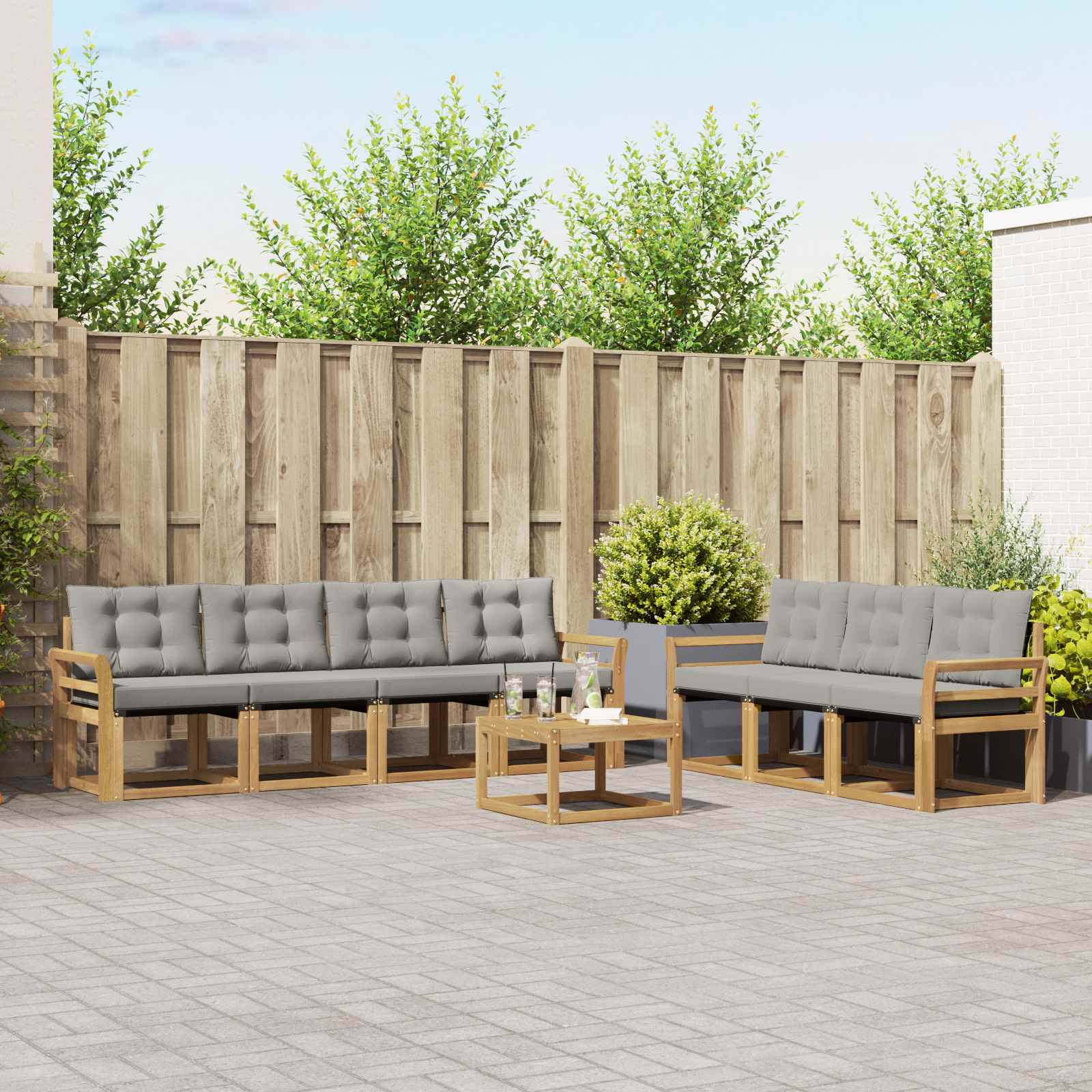 Set vanjskih sofa s jastukom 8 pcs Bijela i svjetlosiva