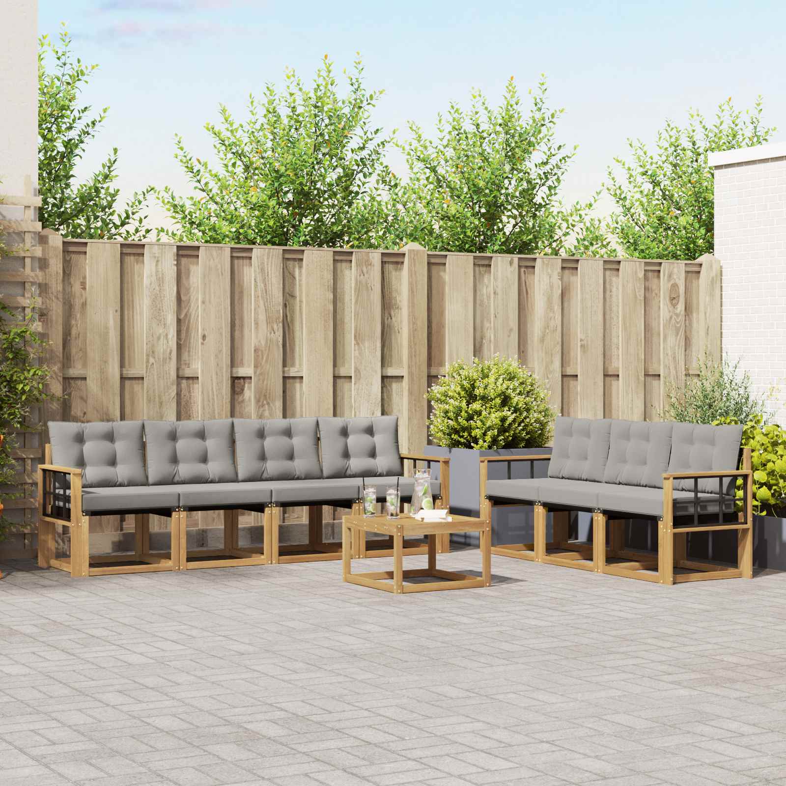 Set vanjskih sofa s jastukom 8 pcs Bijela i svjetlosiva