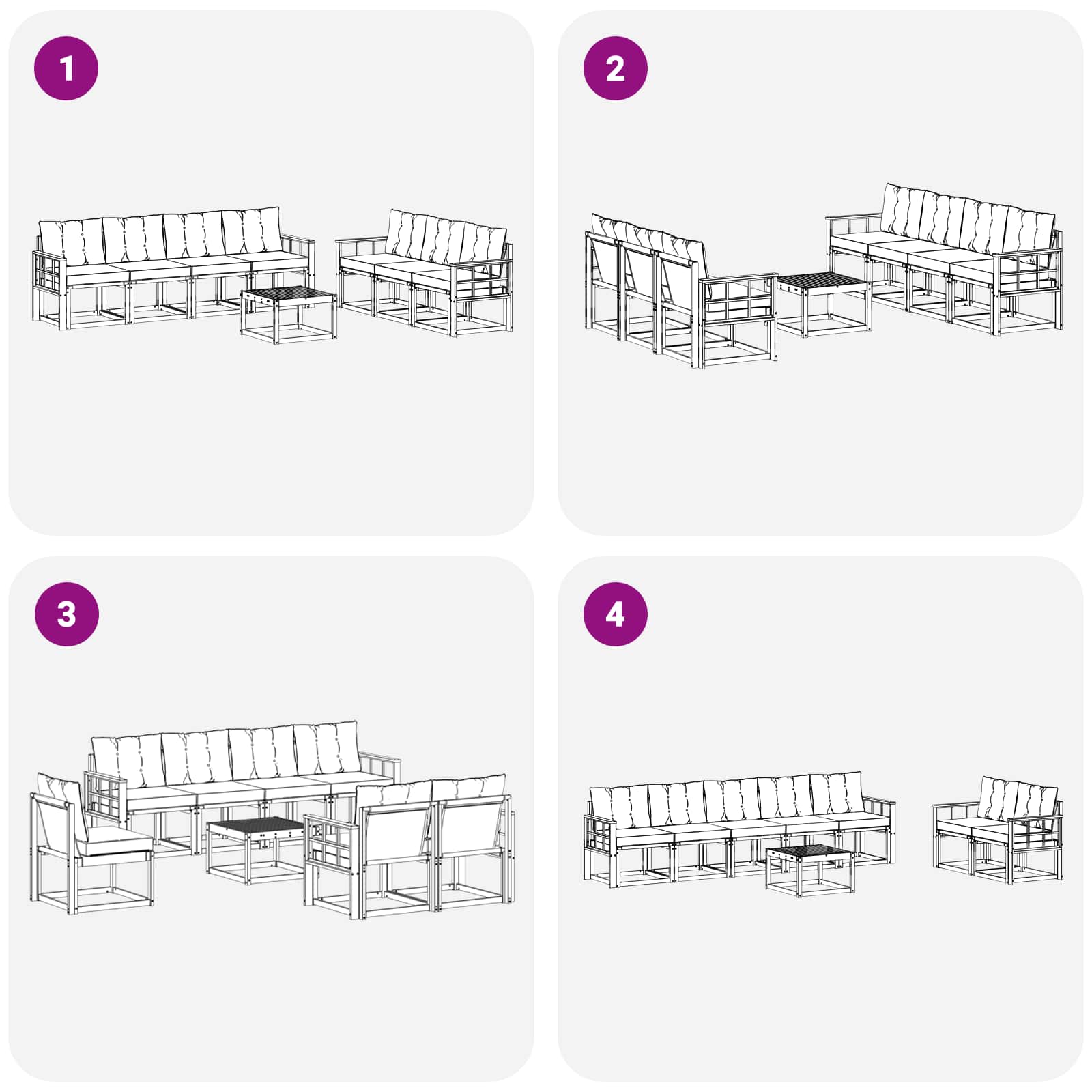 Set vanjskih sofa s jastukom 8 pcs Bijela i bež