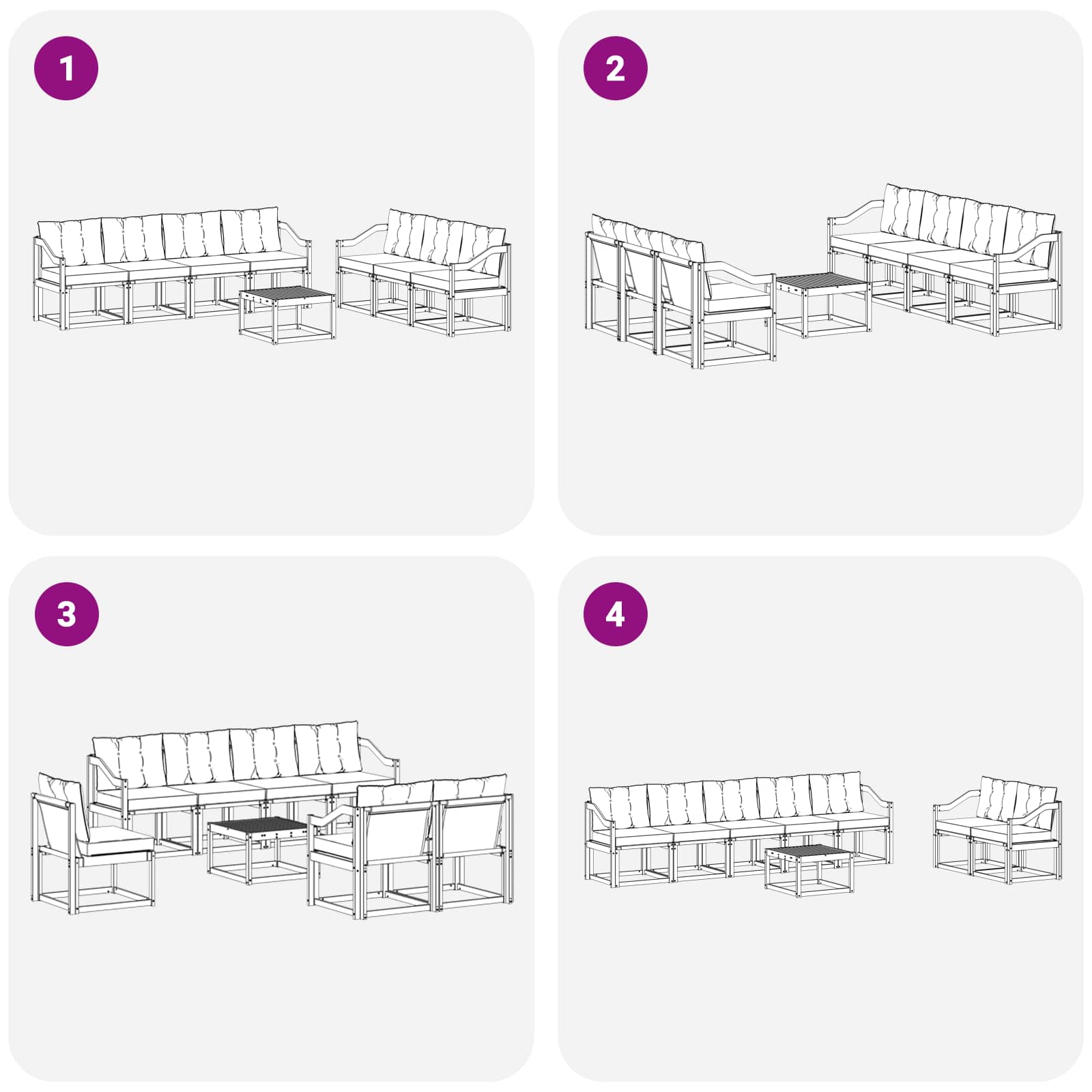 Set vanjskih sofa s jastukom 8 pcs Bijela i krem