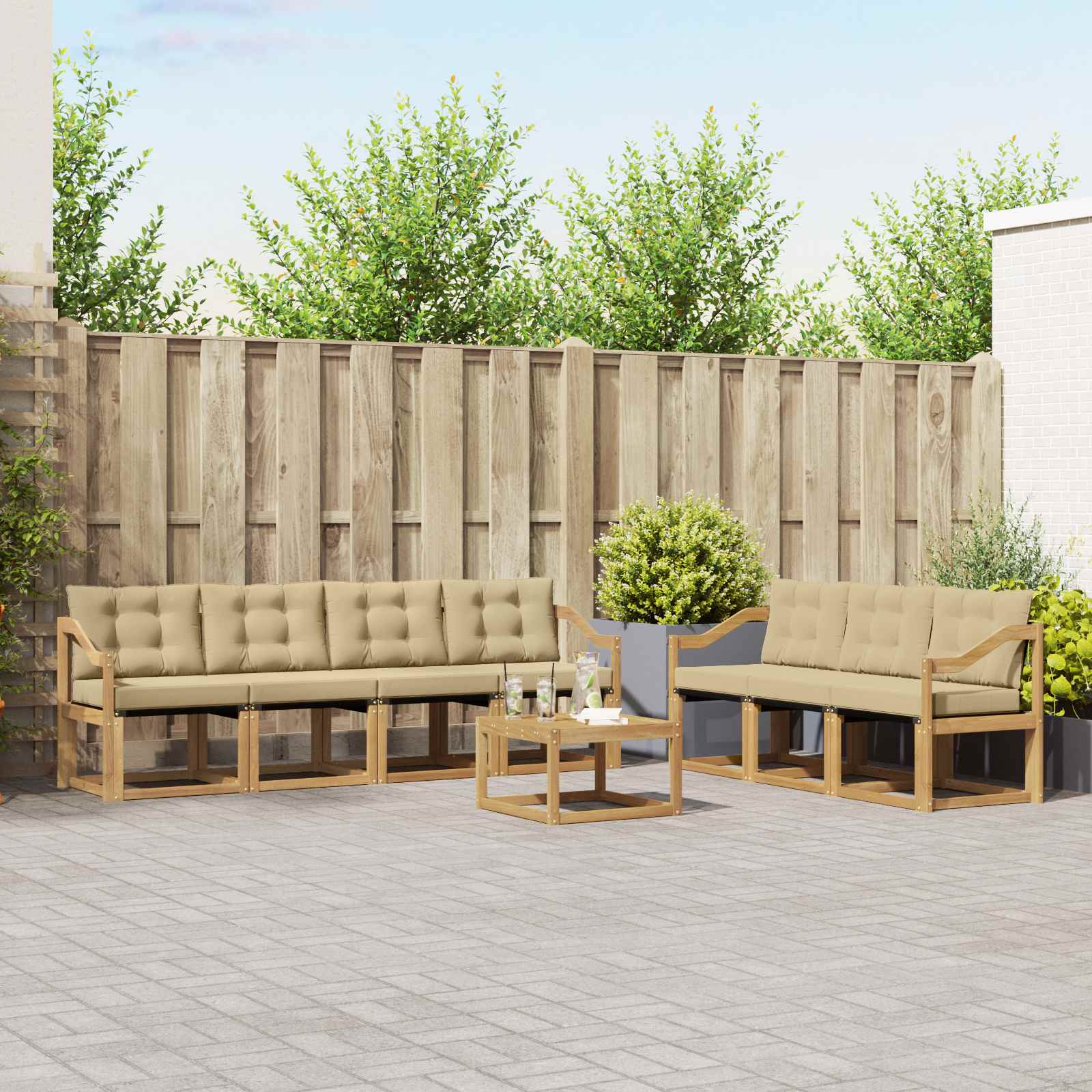 Set vanjskih sofa s jastukom 8 pcs Bijela i bež