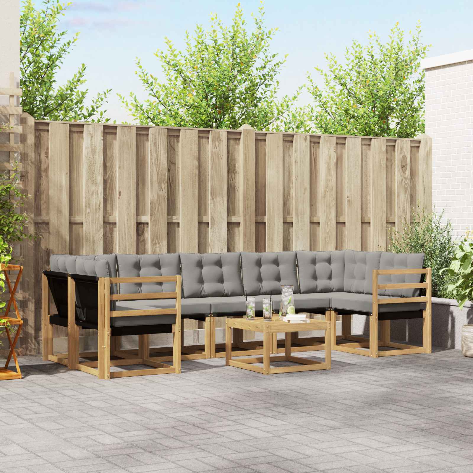 Set vanjskih sofa s jastukom 8 pcs Bijela i svjetlosiva