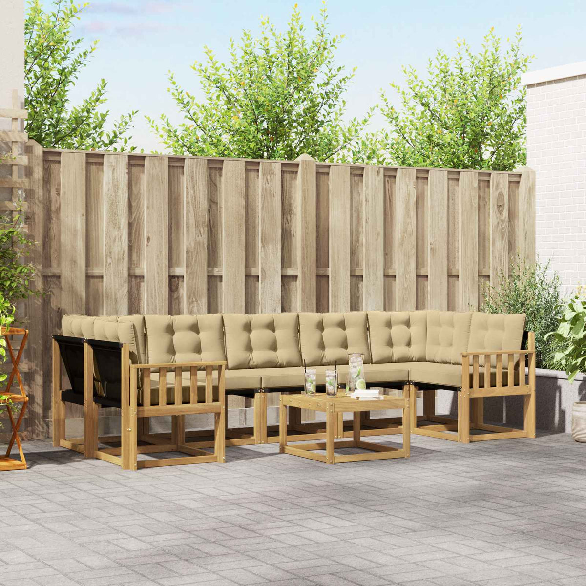 Set vanjskih sofa 8 kom. Bijela i bež