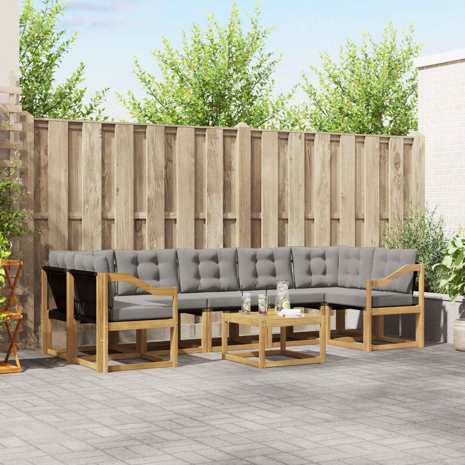 Set vanjskih sofa s jastukom 8 pcs Bijela i svjetlosiva