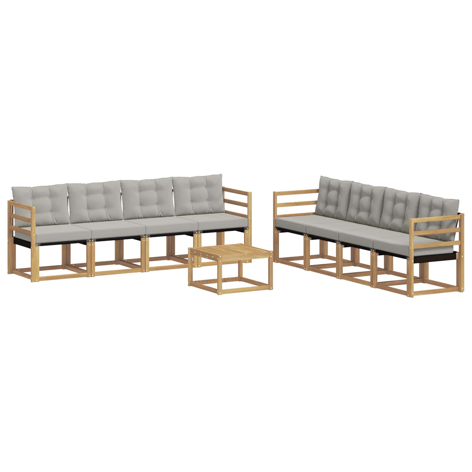 Set vanjskih sofa s jastukom 9 pcs Bijela i svjetlosiva
