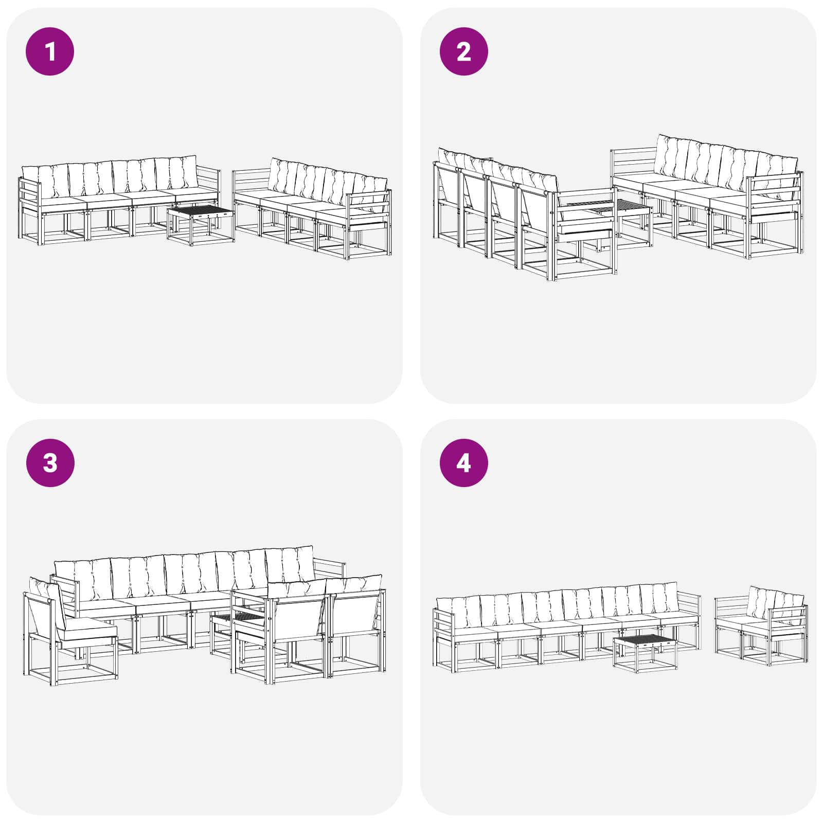 Set vanjskih sofa s jastukom 9 pcs Bijela i crna