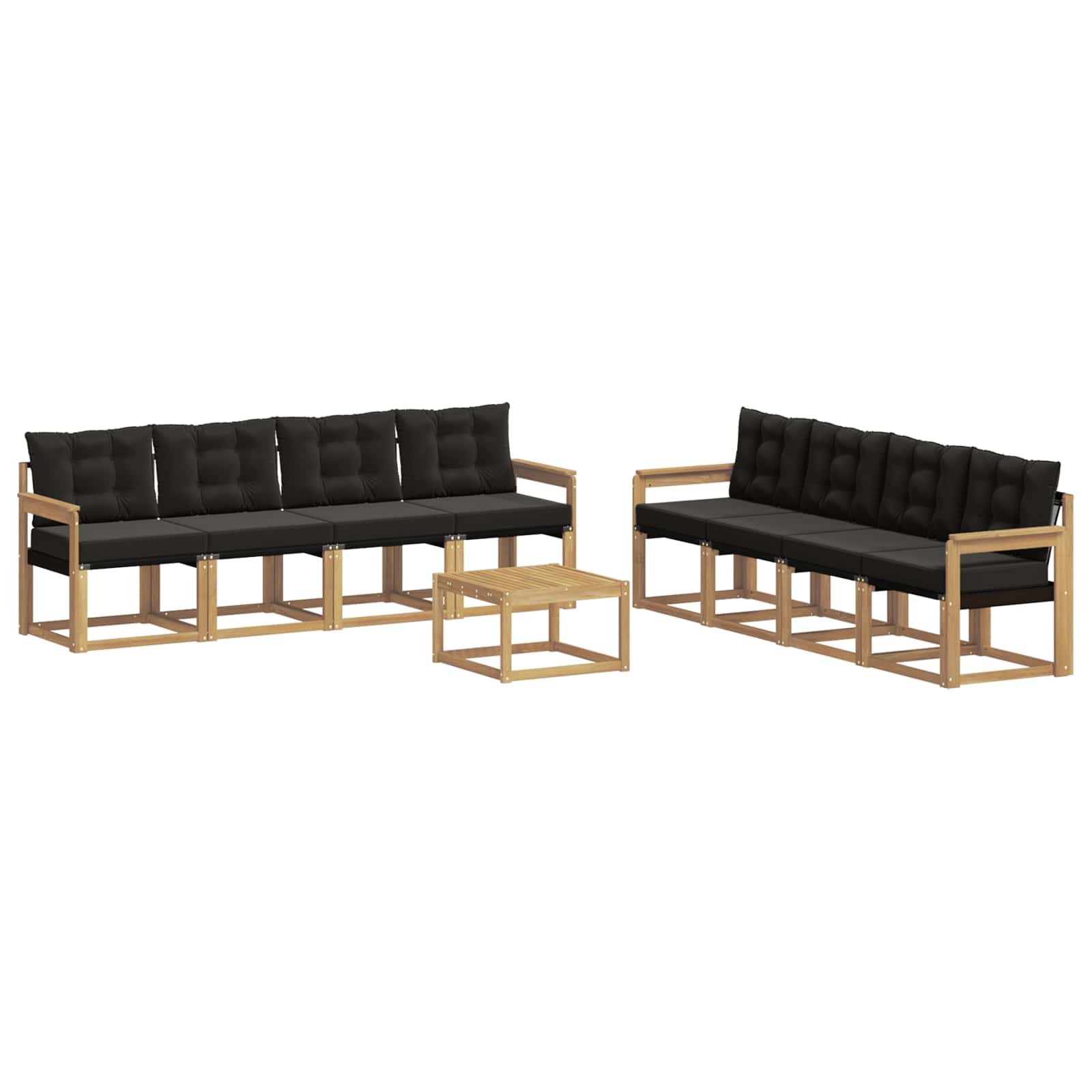 Set vanjskih sofa s jastukom 9 pcs Bijela i crna