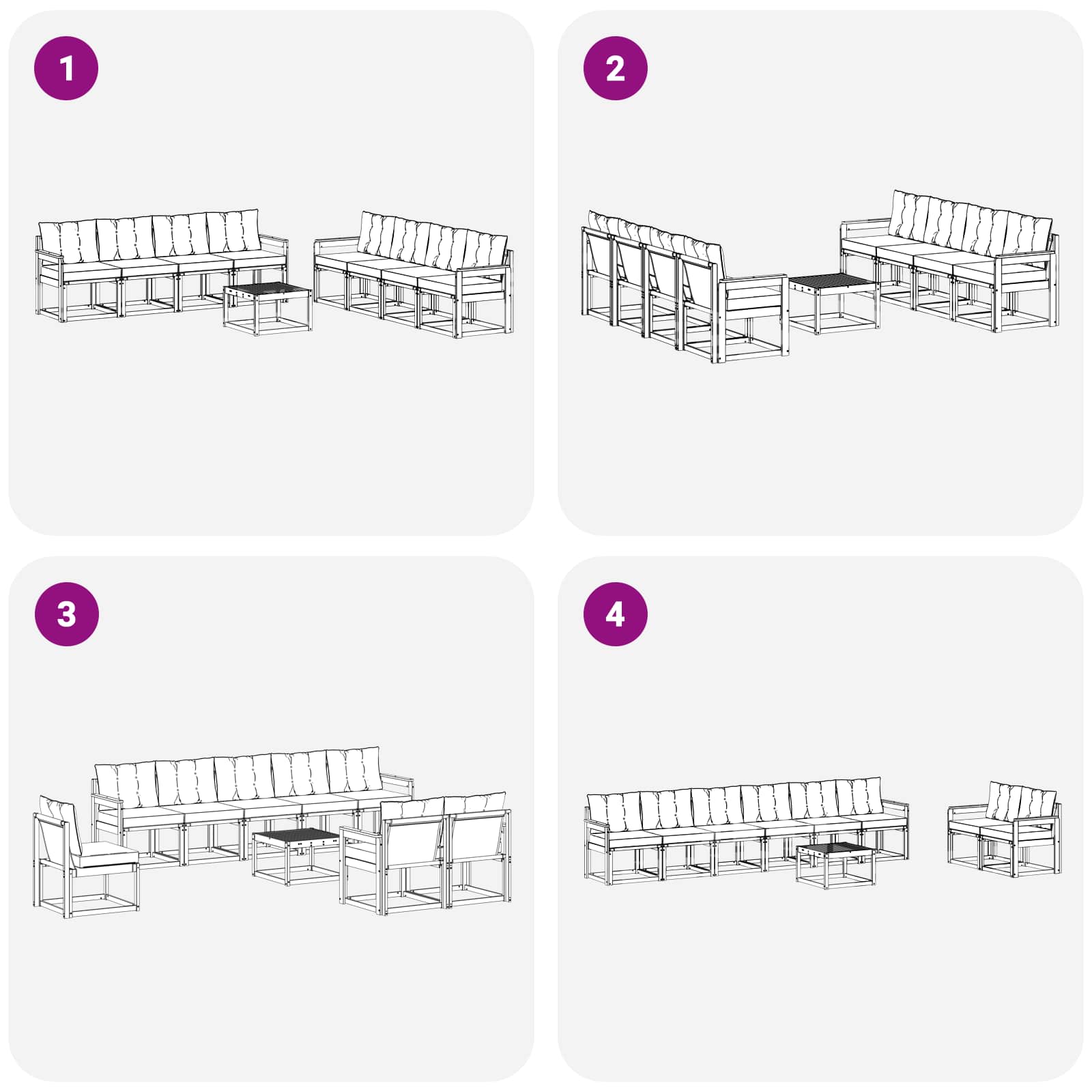 Set vanjskih sofa s jastukom 9 pcs Bijela i crna