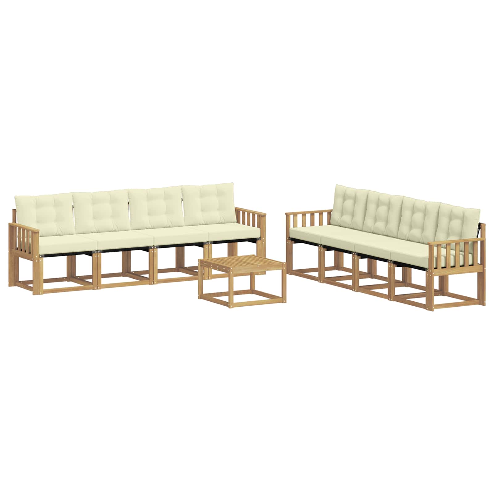 Set vanjskih sofa s jastukom 9 pcs Bijela i krem