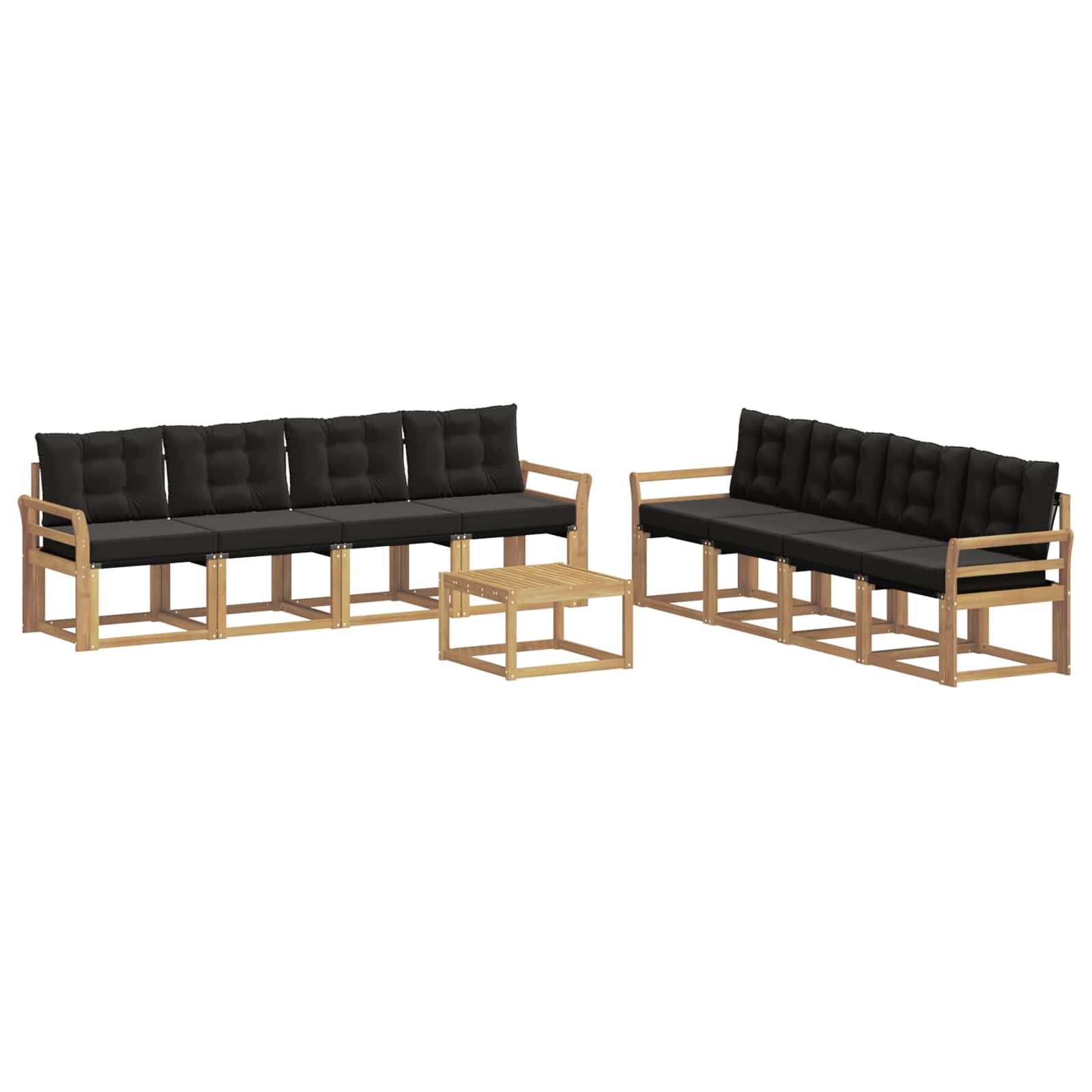 Set vanjskih sofa s jastukom 9 pcs Bijela i crna