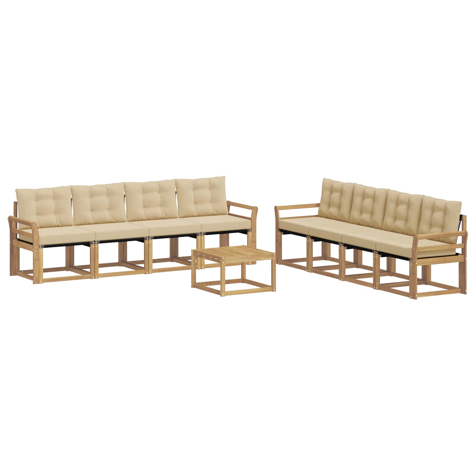Set vanjskih sofa s jastukom 9 pcs Bijela i bež