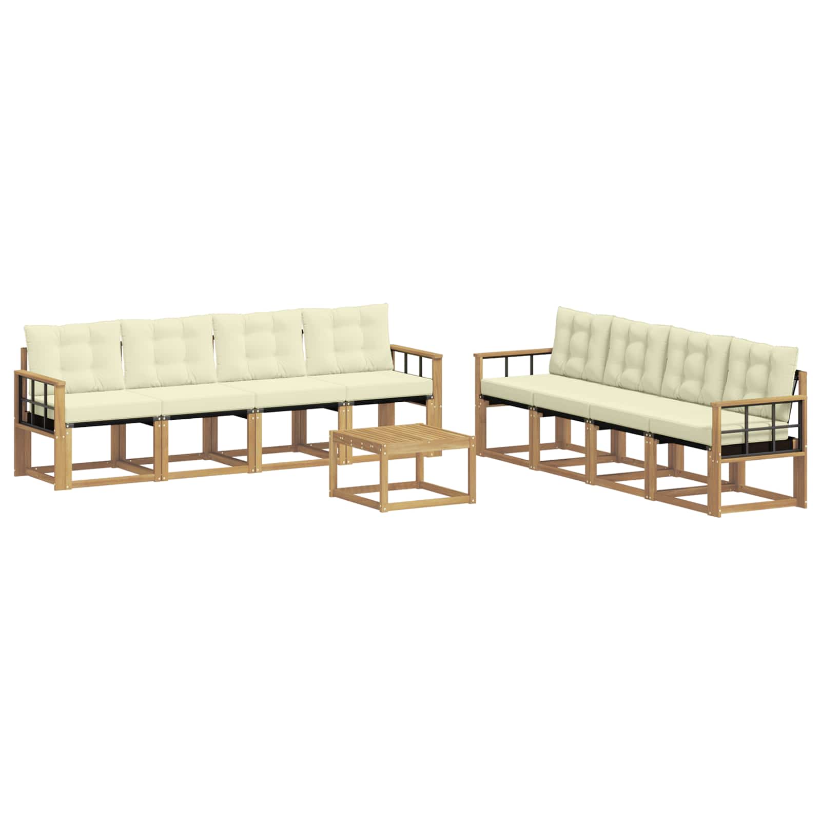 Set vanjskih sofa s jastukom 9 pcs Bijela i krem