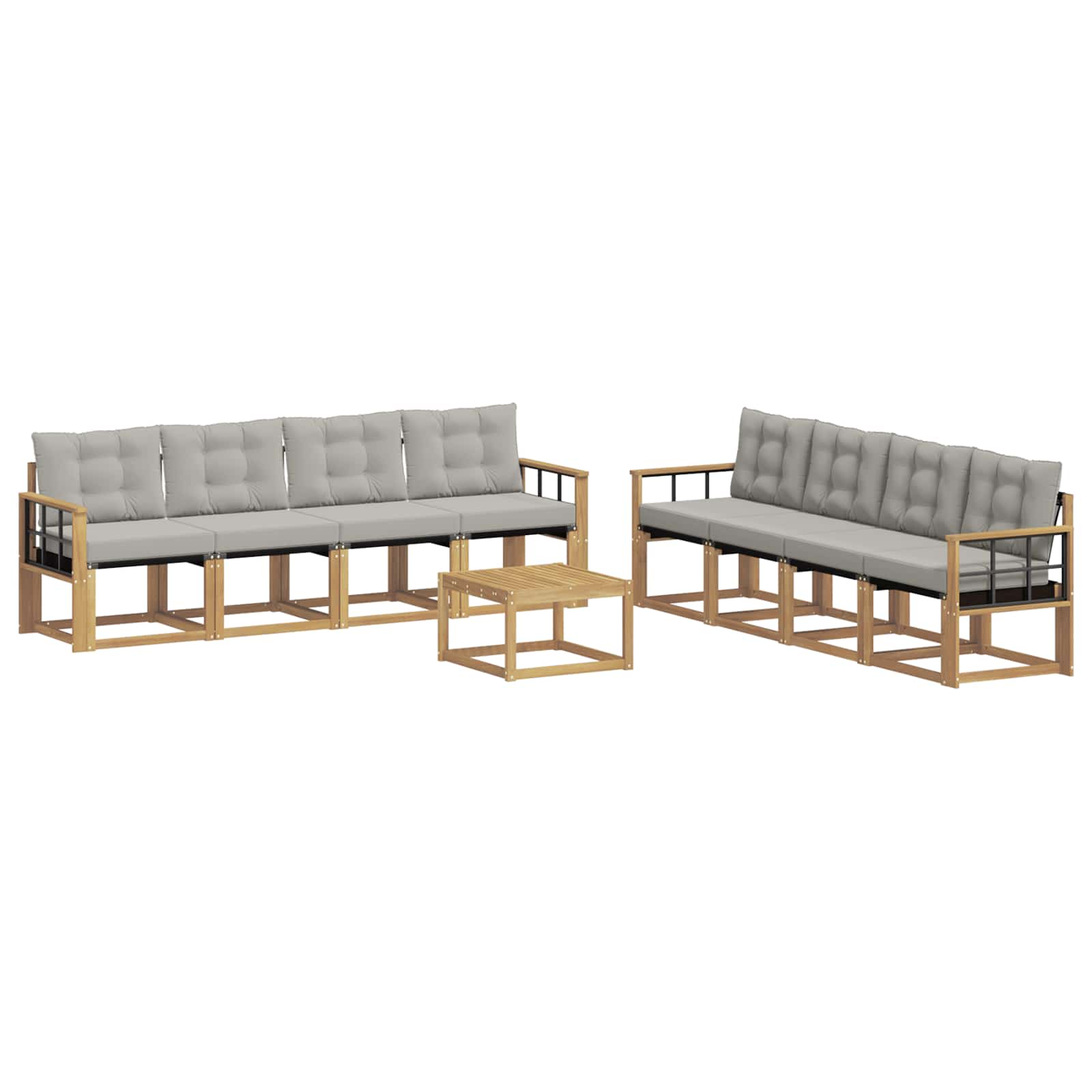 Set vanjskih sofa s jastukom 9 pcs Bijela i svjetlosiva
