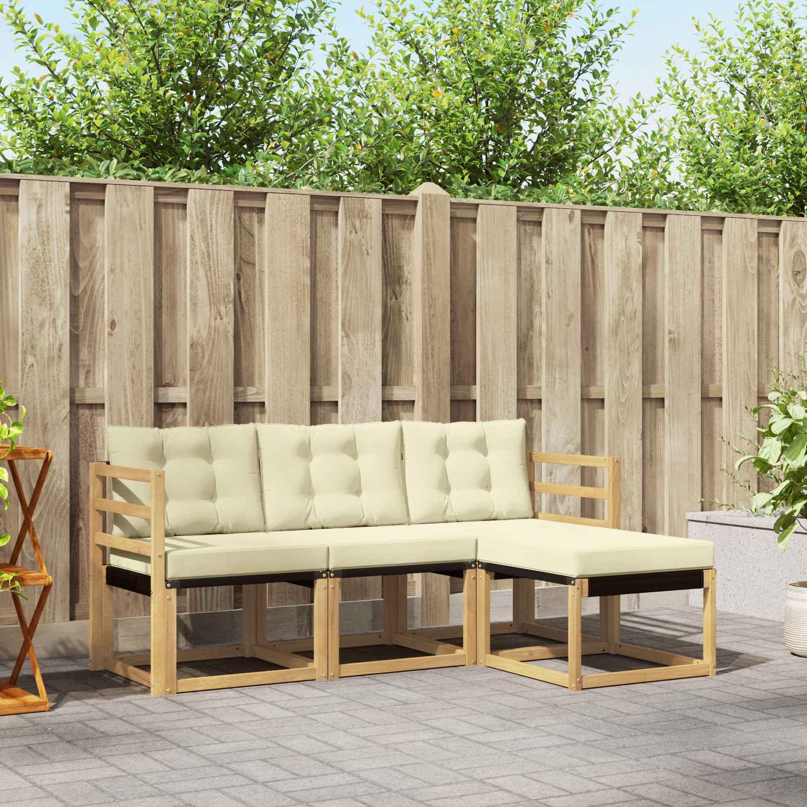 Set vanjskih sofa s jastukom 4 pcs Bijela i krem