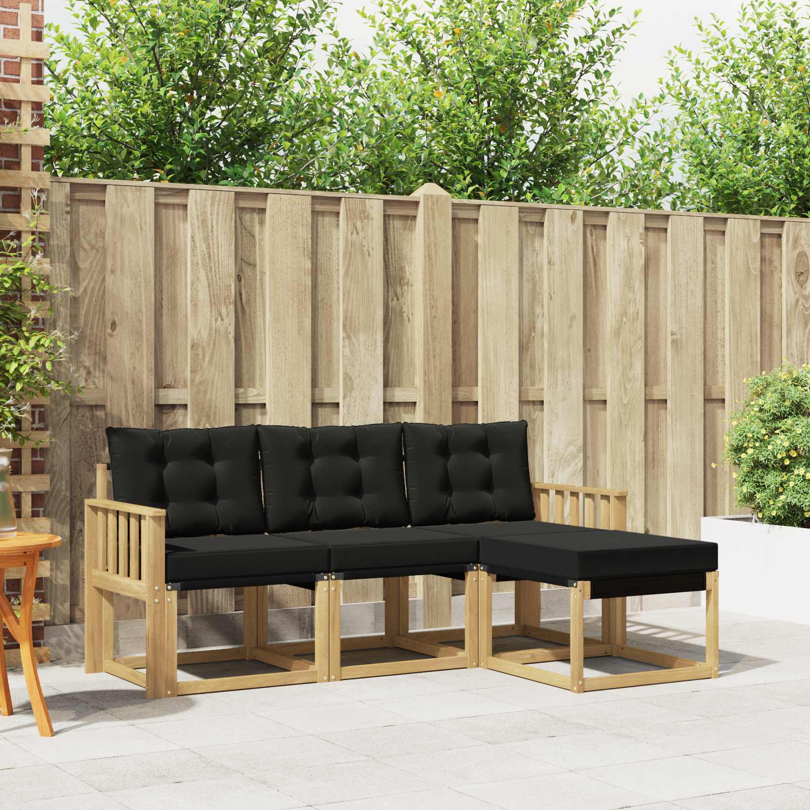 Set vanjskih sofa s jastukom 4 pcs Bijela i crna