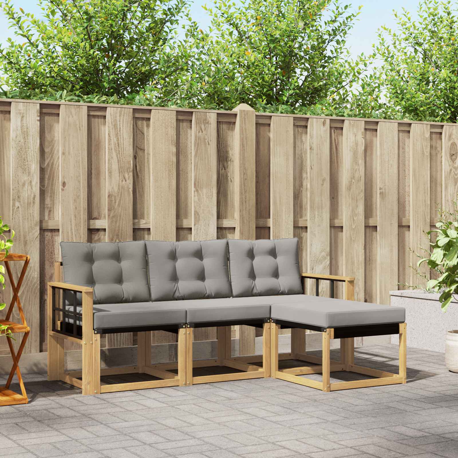 Set vanjskih sofa s jastukom 4 pcs Bijela i svjetlosiva