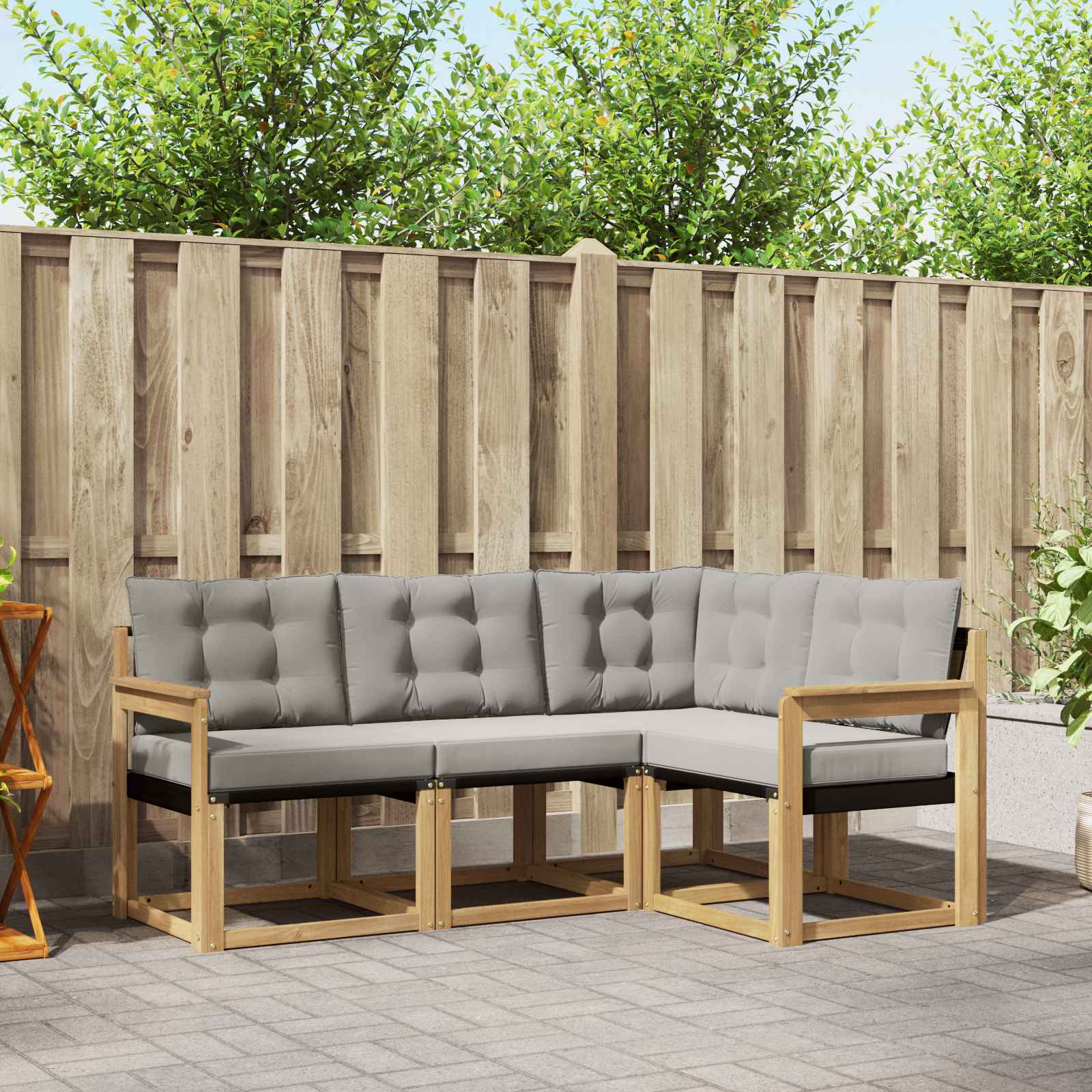 Set vanjskih sofa s jastukom 4 pcs Bijela i svjetlosiva
