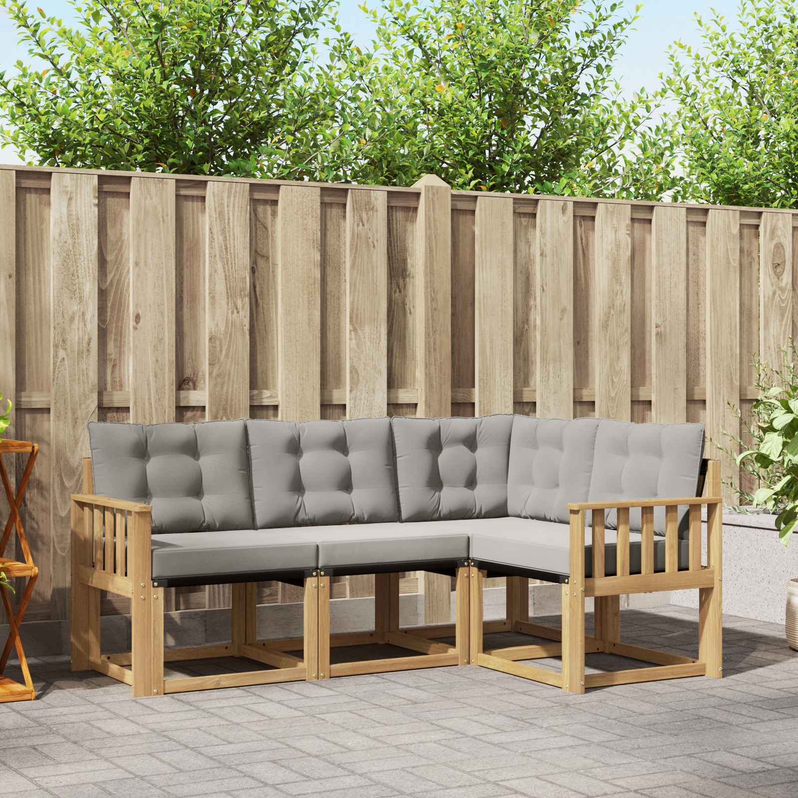 Set vanjskih sofa s jastukom 4 pcs Bijela i svjetlosiva