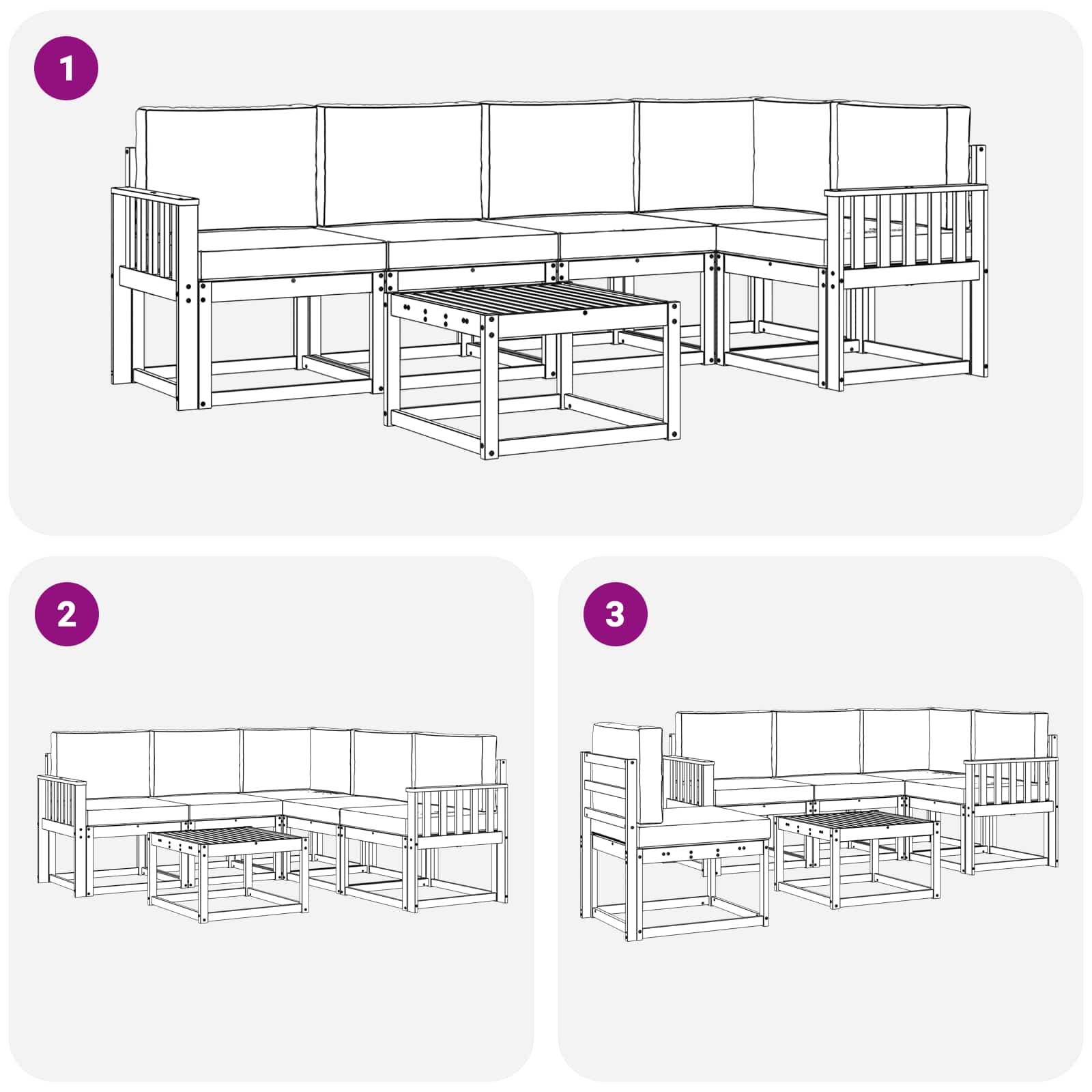Set vanjskih sofa 6 kom. Bijela i crna