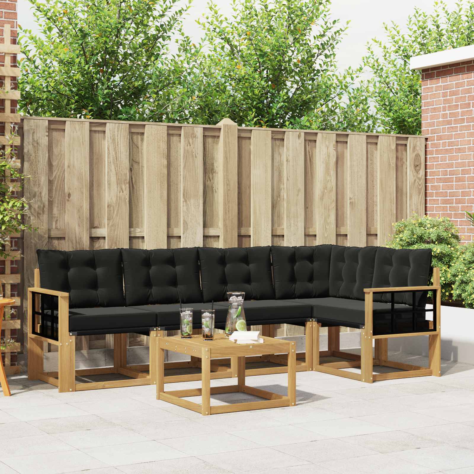 Set vanjskih sofa 6 kom. Bijela i crna