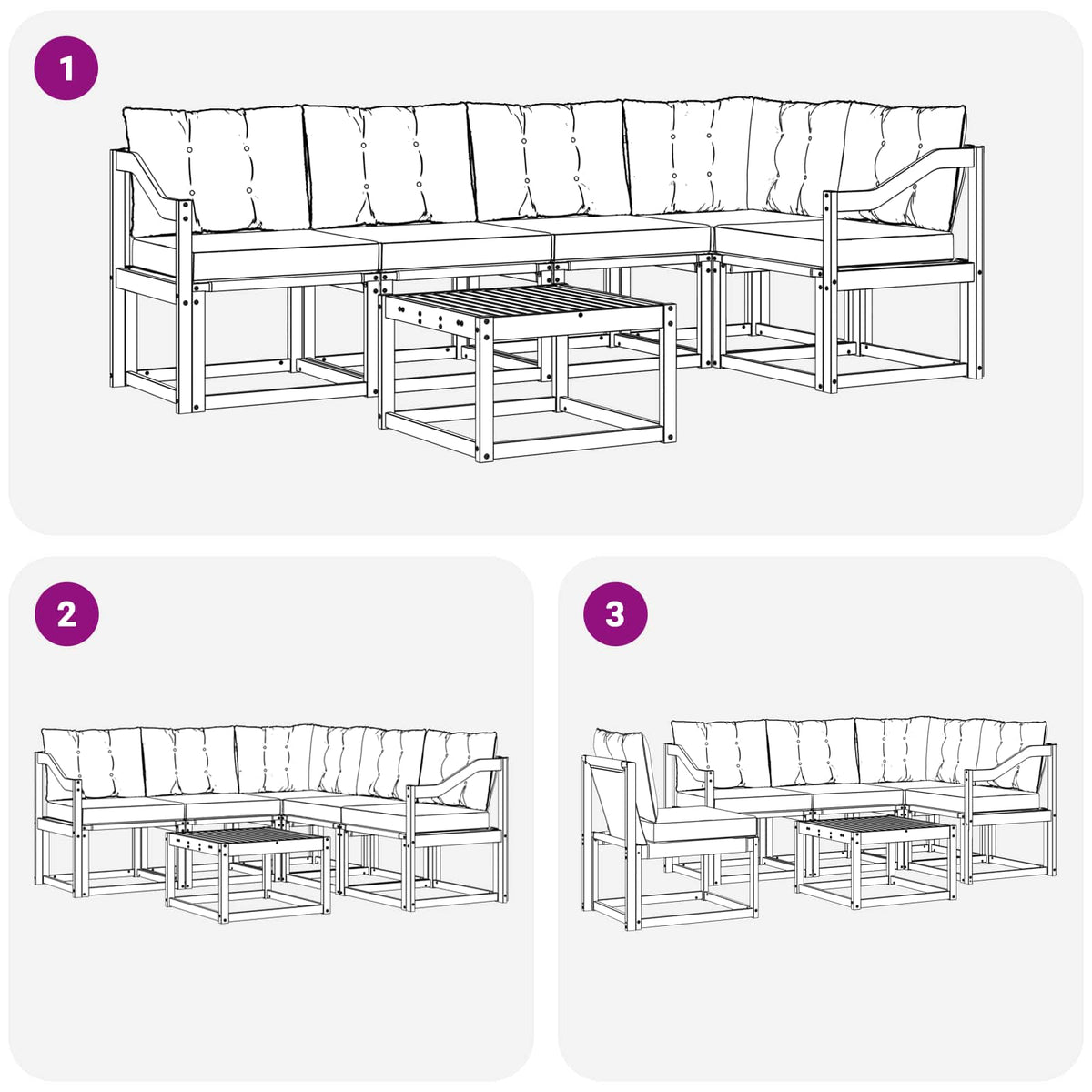 Set vanjskih sofa 6 kom. Bijela i krem