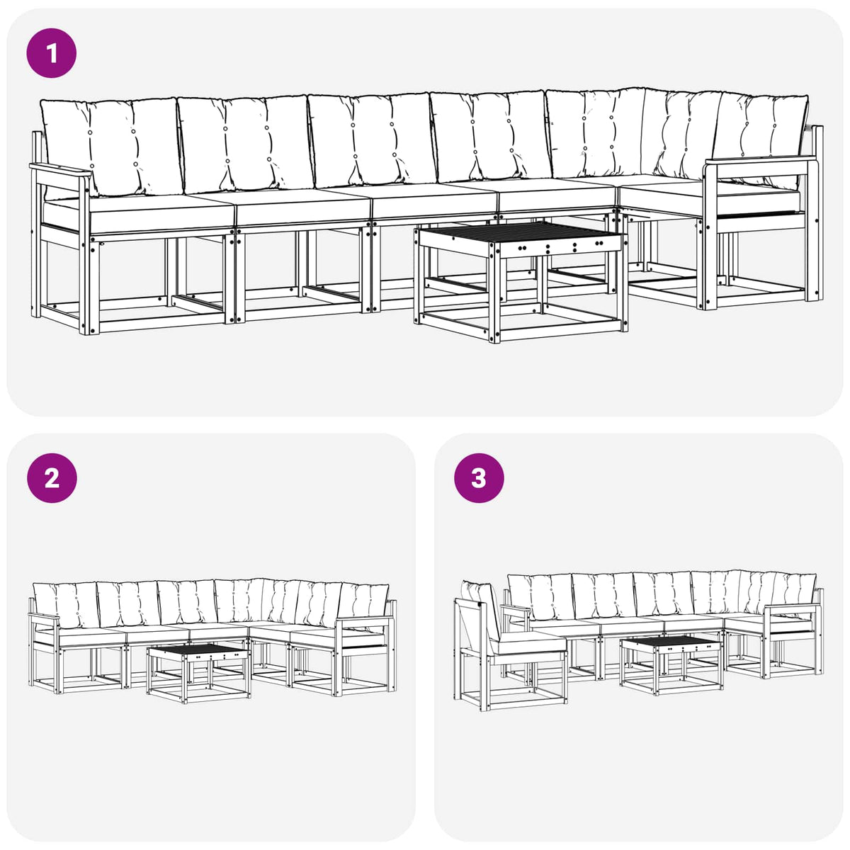 Set vanjskih sofa 7 kom. Bijela i bež