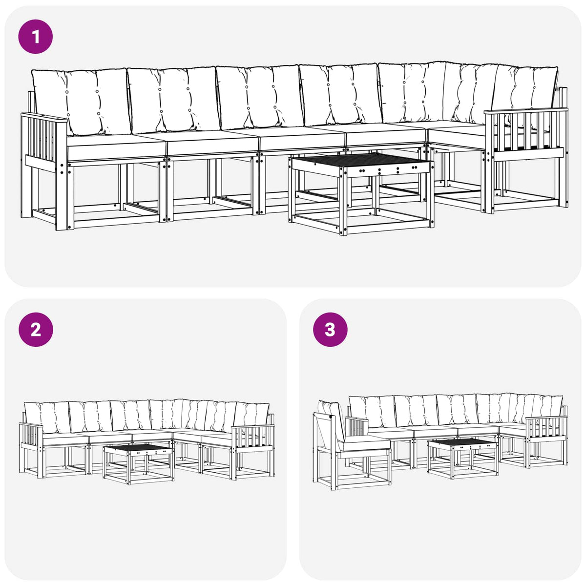 Set vanjskih sofa 7 kom. Bijela i svjetlosiva