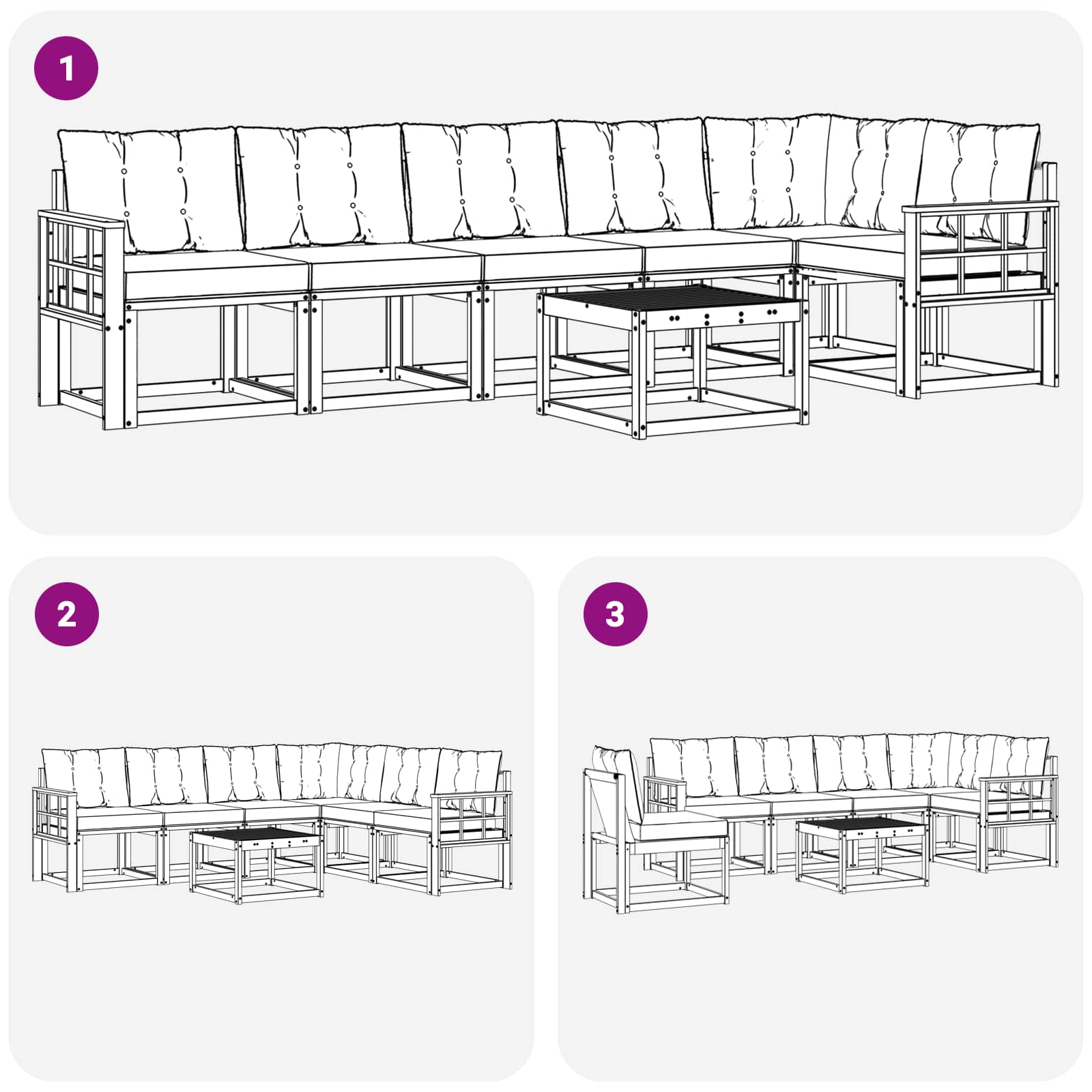 Set vanjskih sofa 7 kom. Bijela i svjetlosiva
