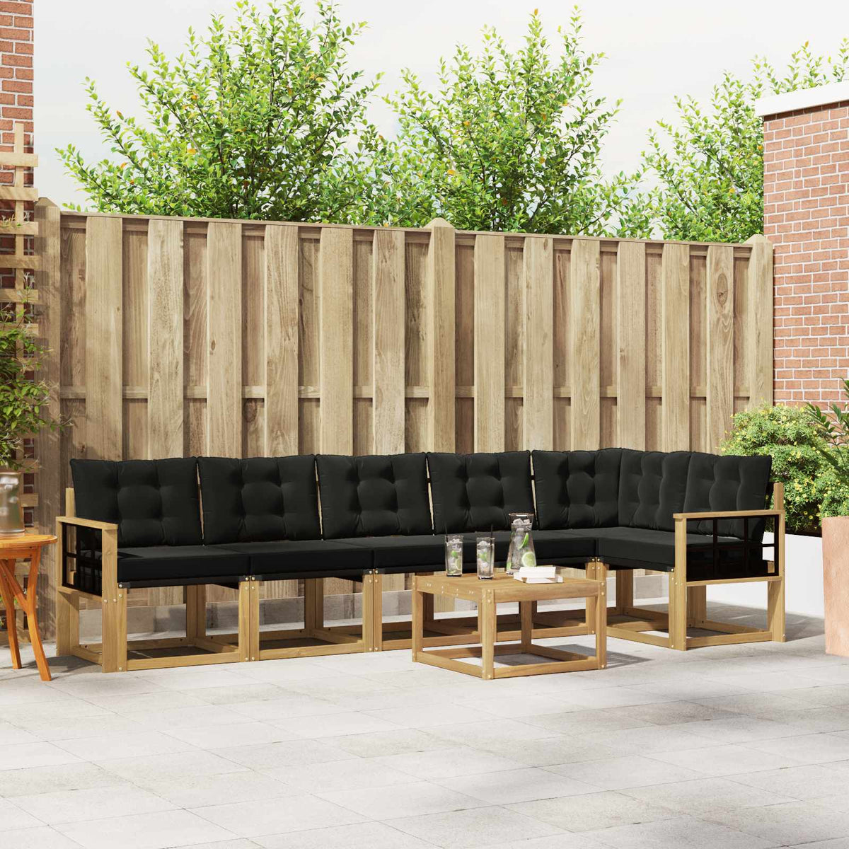 Set vanjskih sofa 7 kom. Bijela i crna