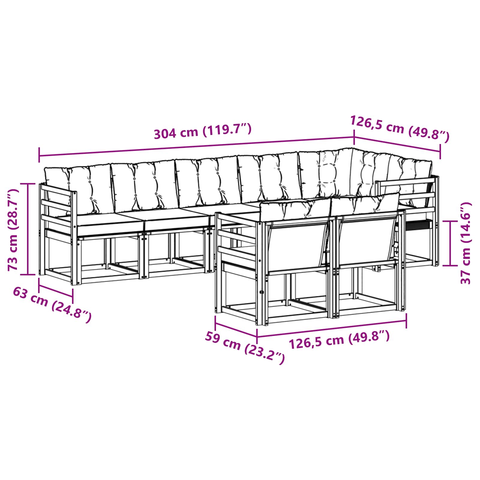 Set vanjskih sofa s jastukom 8 pcs Bijela i svjetlosiva