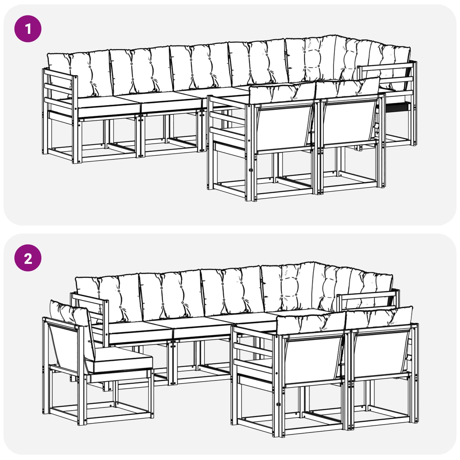 Set vanjskih sofa s jastukom 8 pcs Bijela i svjetlosiva