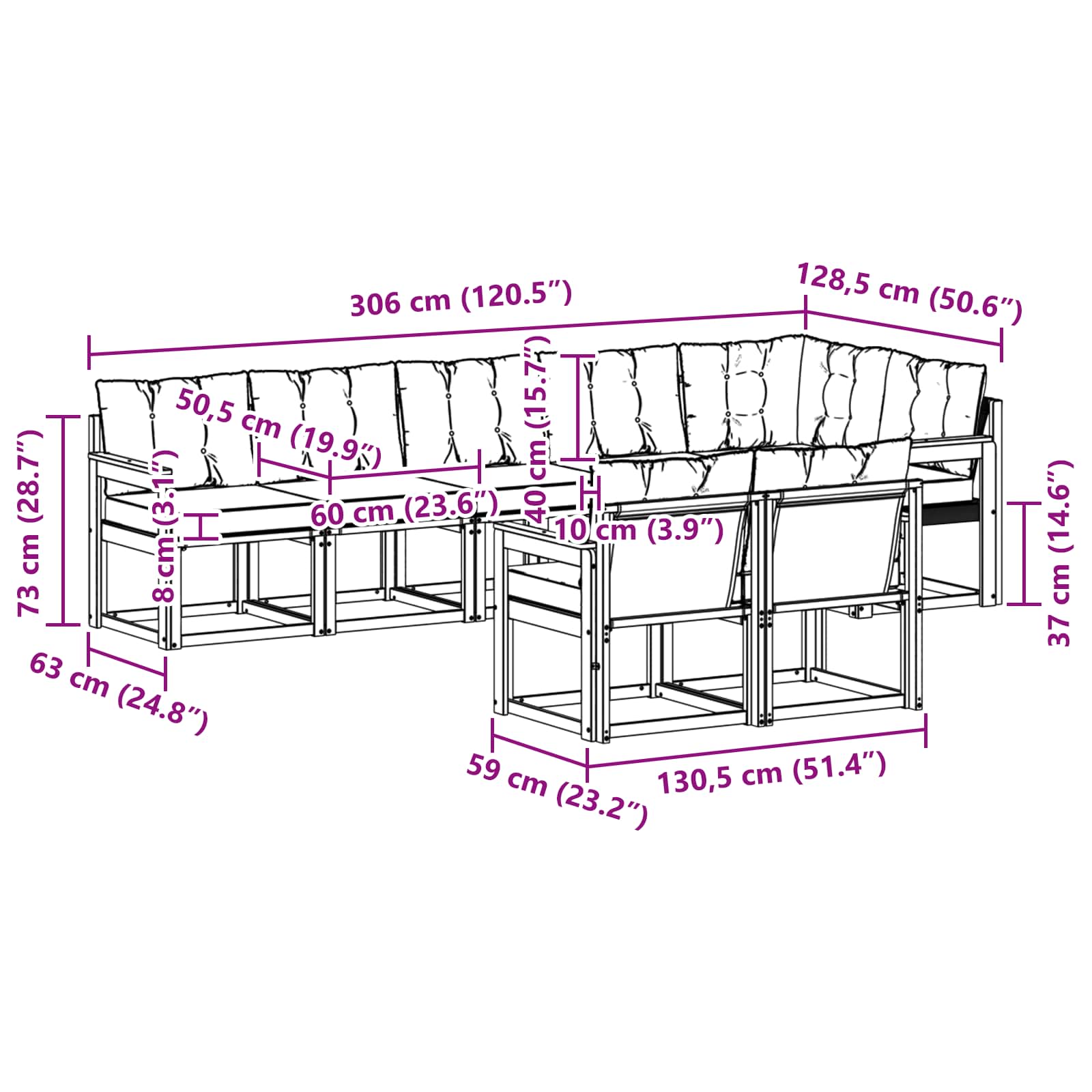Set vanjskih sofa s jastukom 8 pcs Bijela i svjetlosiva