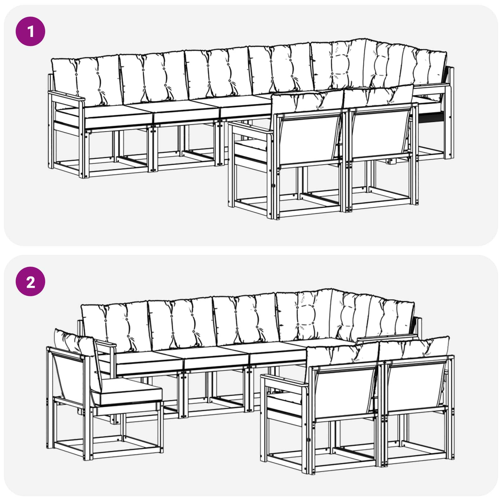 Set vanjskih sofa s jastukom 8 pcs Bijela i svjetlosiva