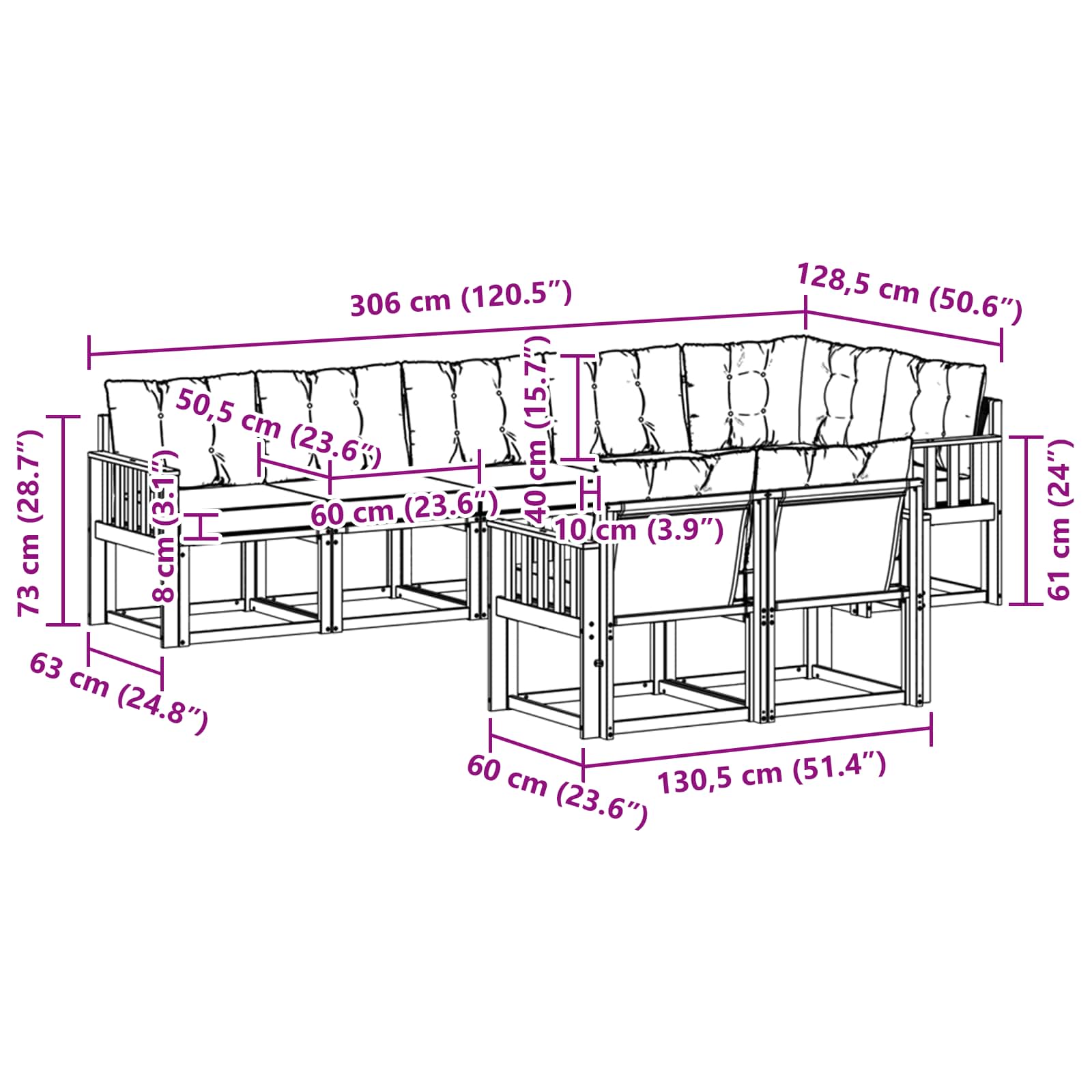 Set vanjskih sofa s jastukom 8 pcs Bijela i svjetlosiva