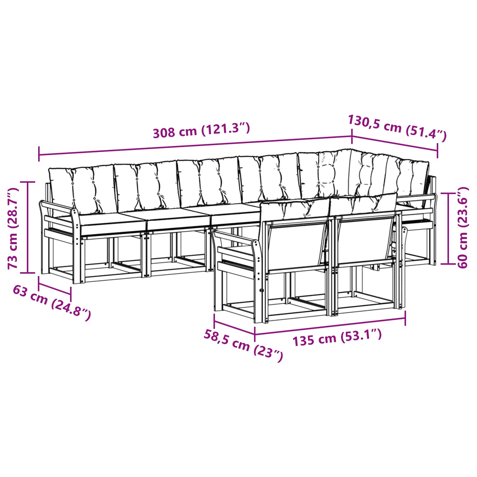 Set vanjskih sofa s jastukom 8 pcs Bijela i svjetlosiva